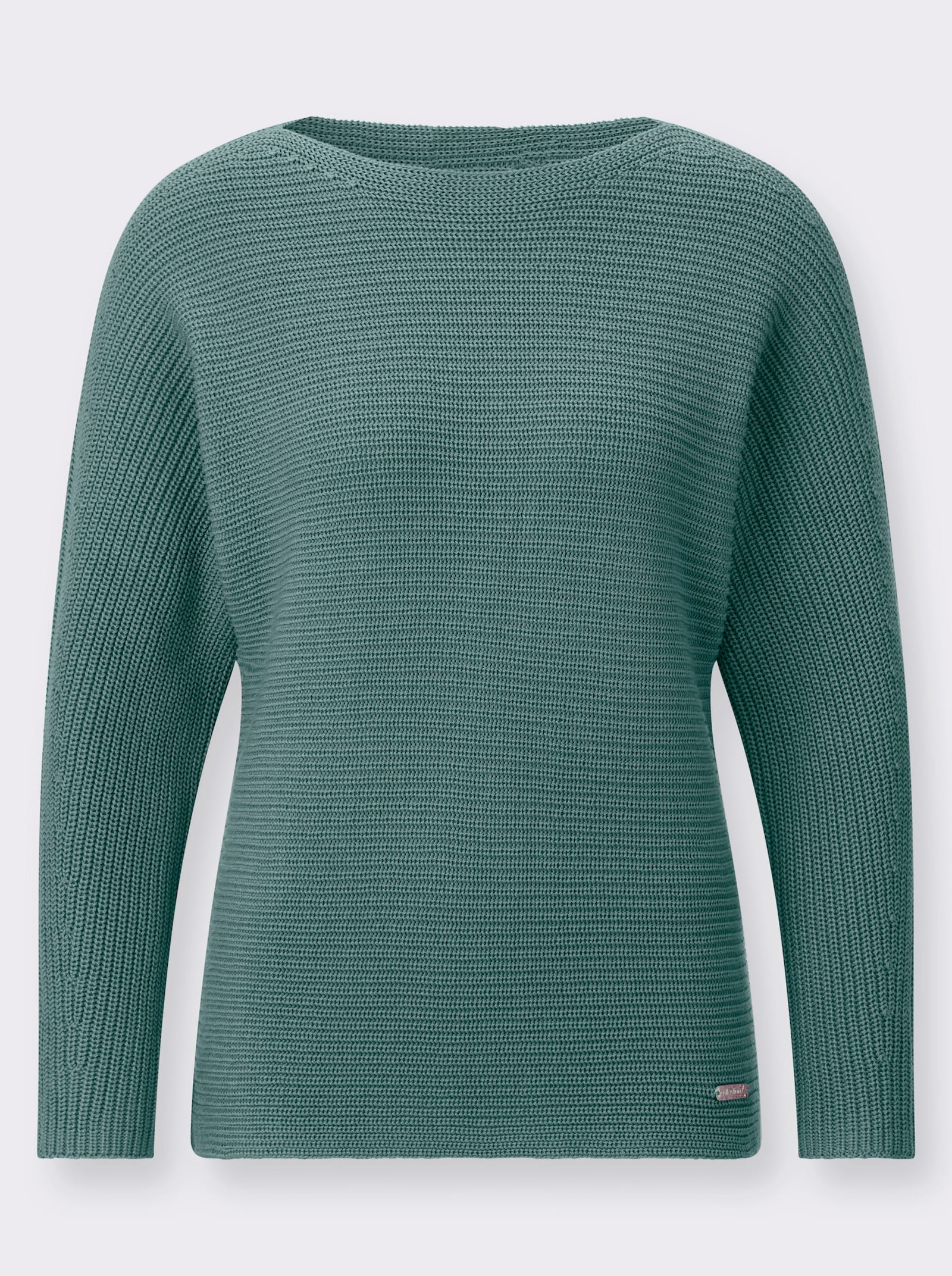 Langarm-Pullover mit U-Boot-Ausschnitt - jade