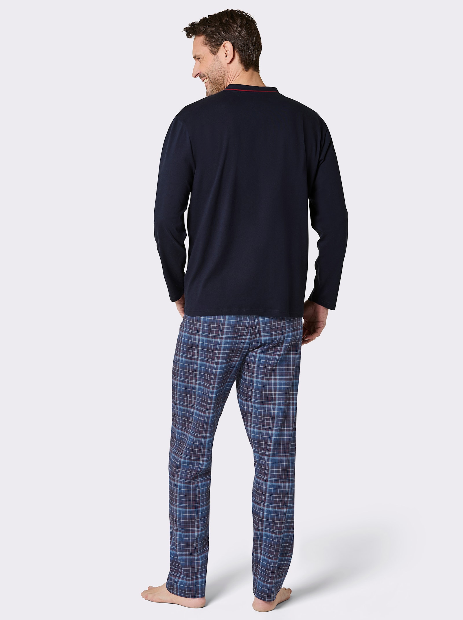 wäschepur men Schlafanzug - marine-dunkelrot-kariert