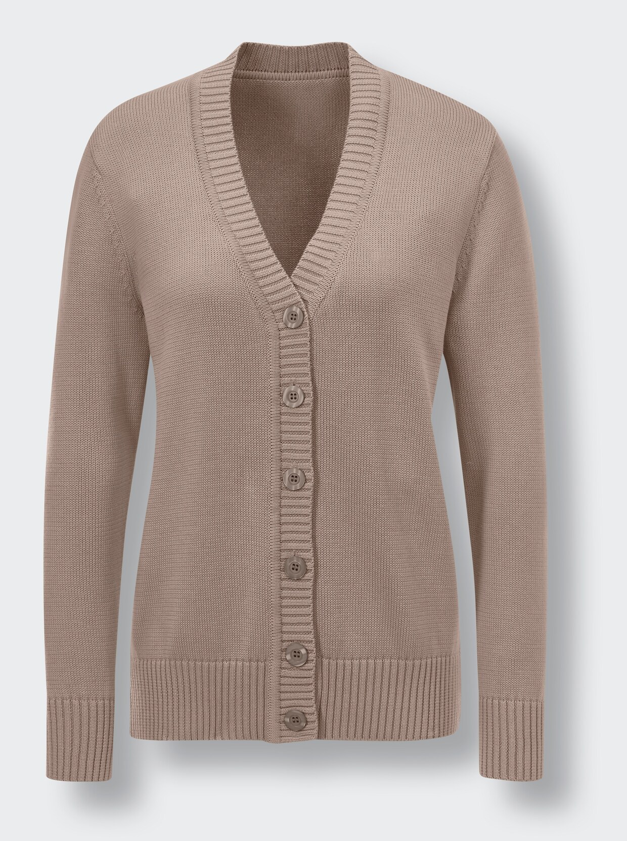 Creation L Premium Pima-Baumwoll-Strickjacke - sesam
