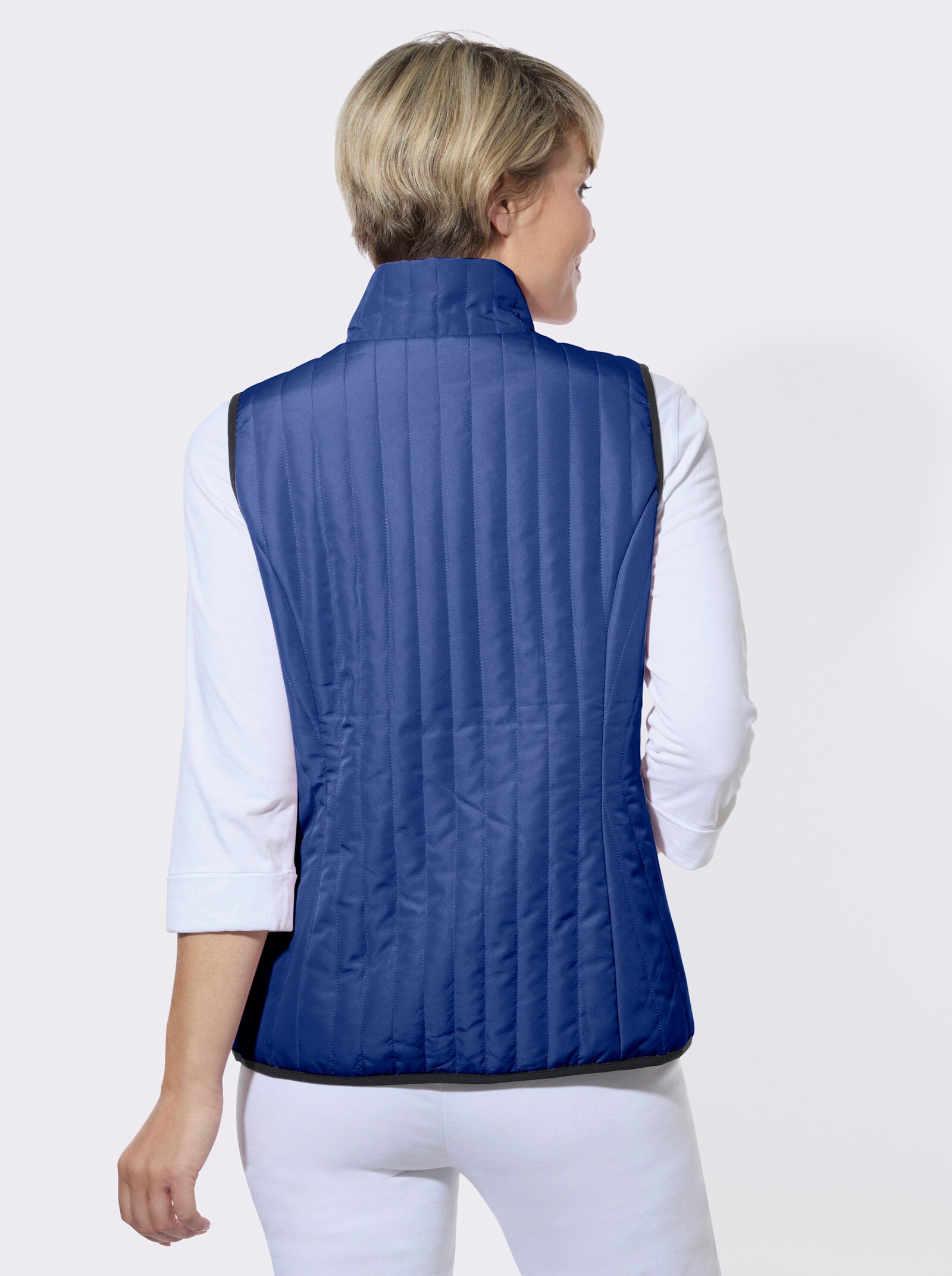 Steppweste mit Kontrastpaspelierung - royalblau