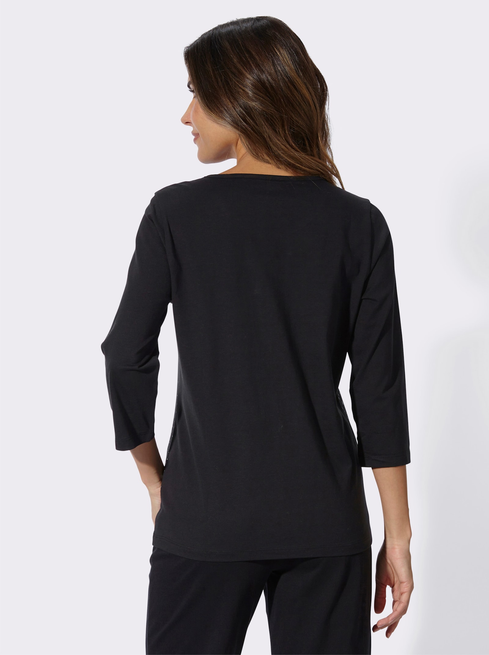 3/4-Arm-Shirt mit Folien-Druck vorne - schwarz-bedruckt