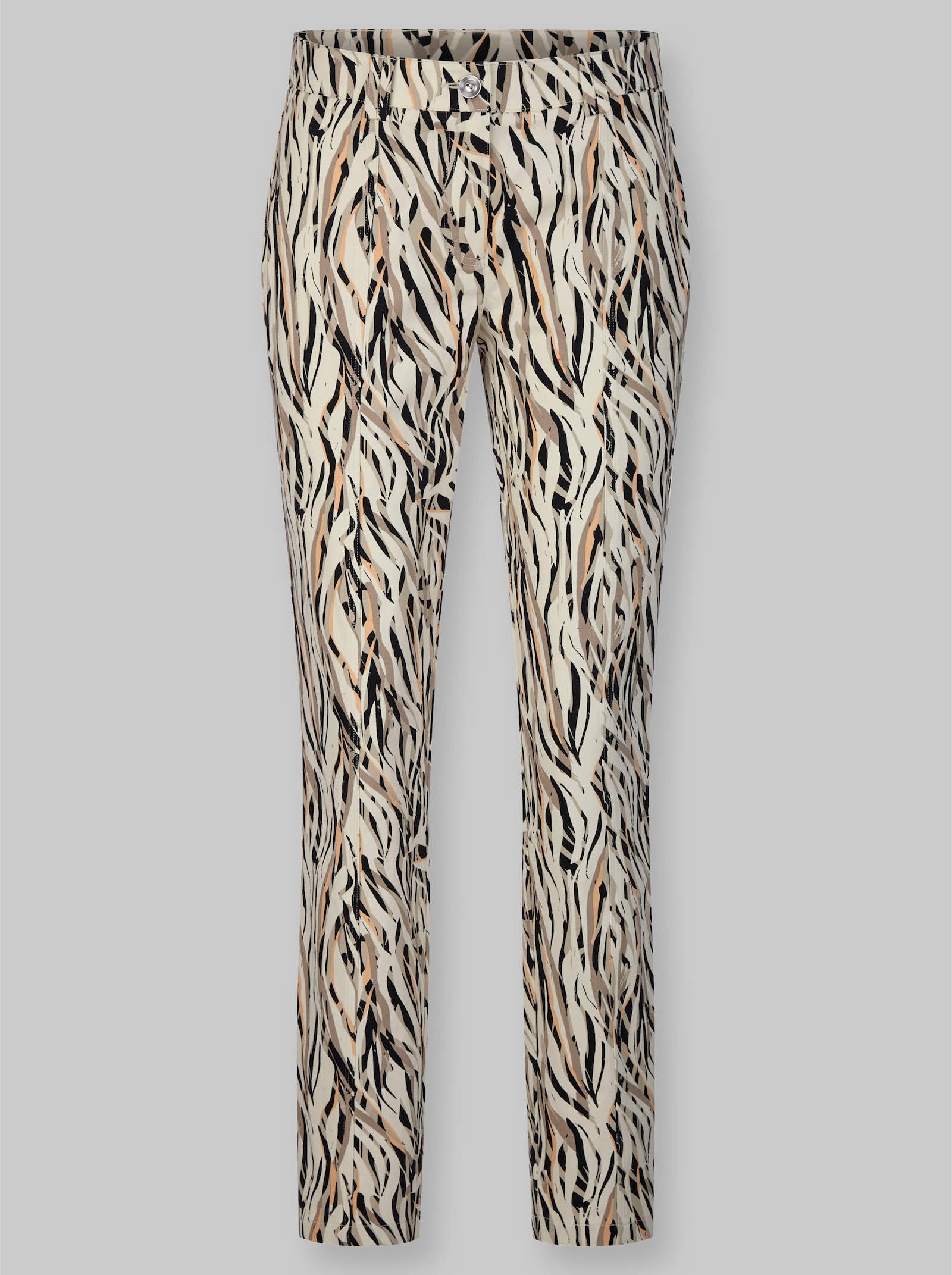 heine Druckhose in schmaler Form - champagner-schwarz-bedruckt