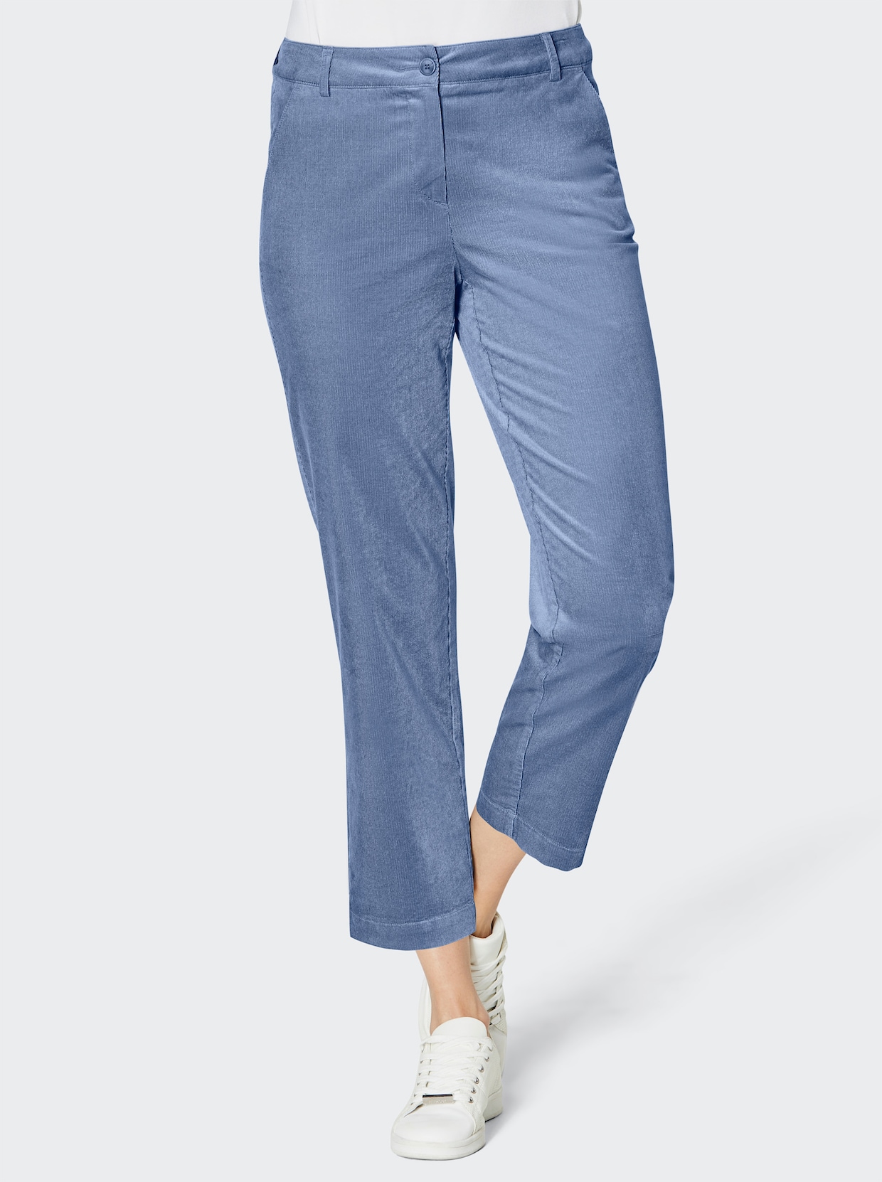 Stehmann Comfort line Pantalon velours côtelé coton/modal - bleu tourterelle