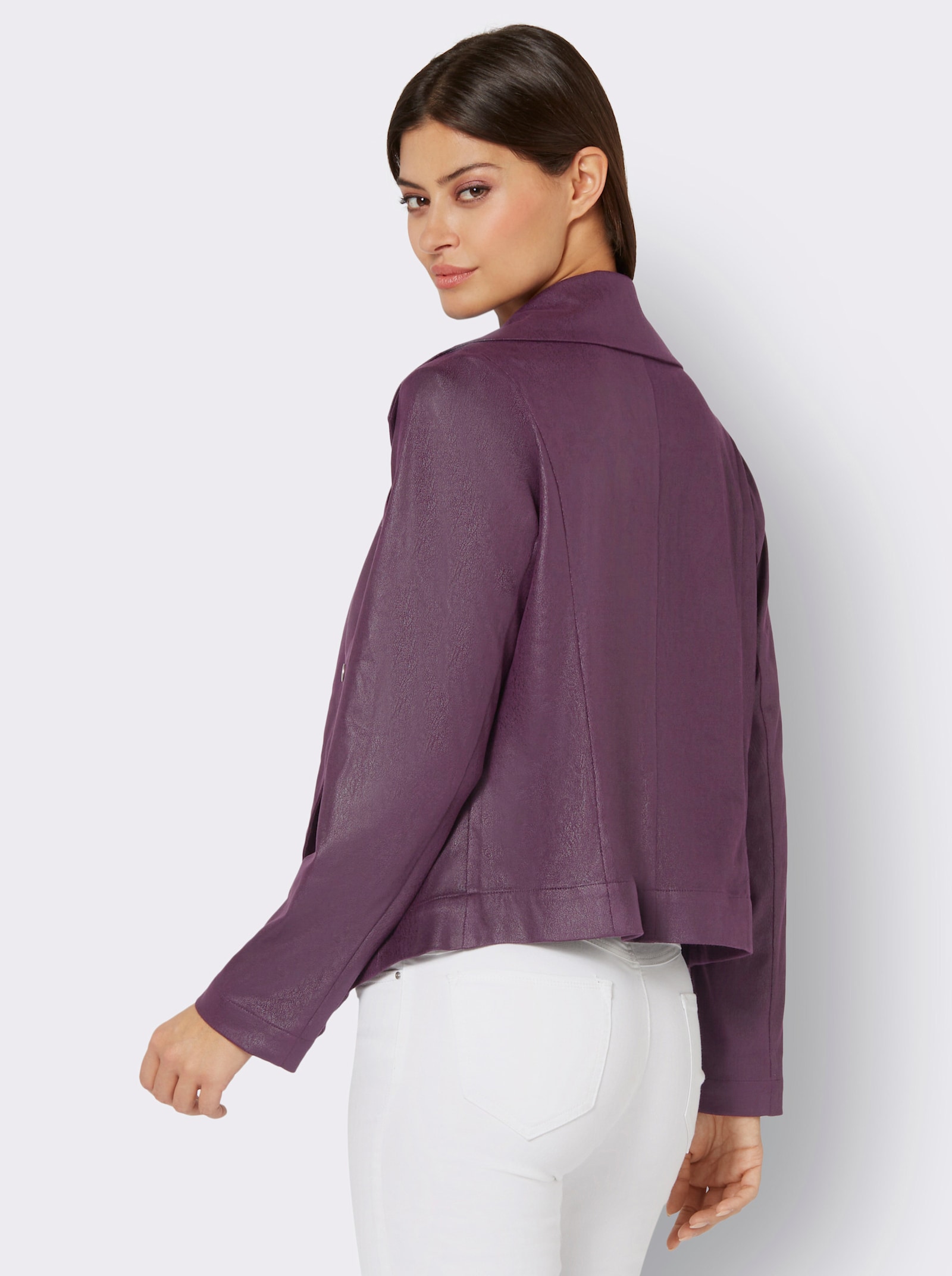 Lederimitat-Blazer mit spitz zulaufendem Saum - traube