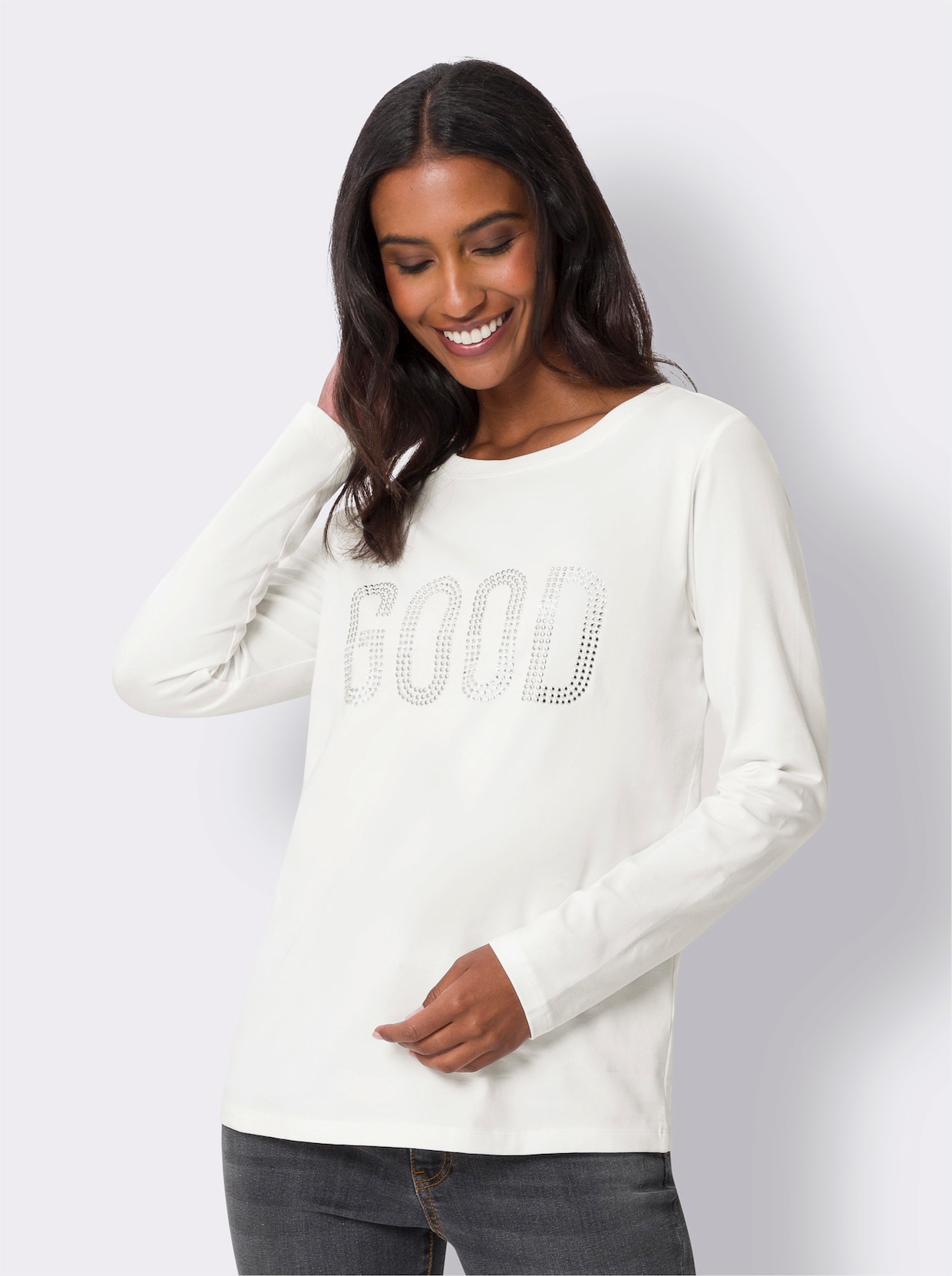 heine Shirt met ronde hals - ecru