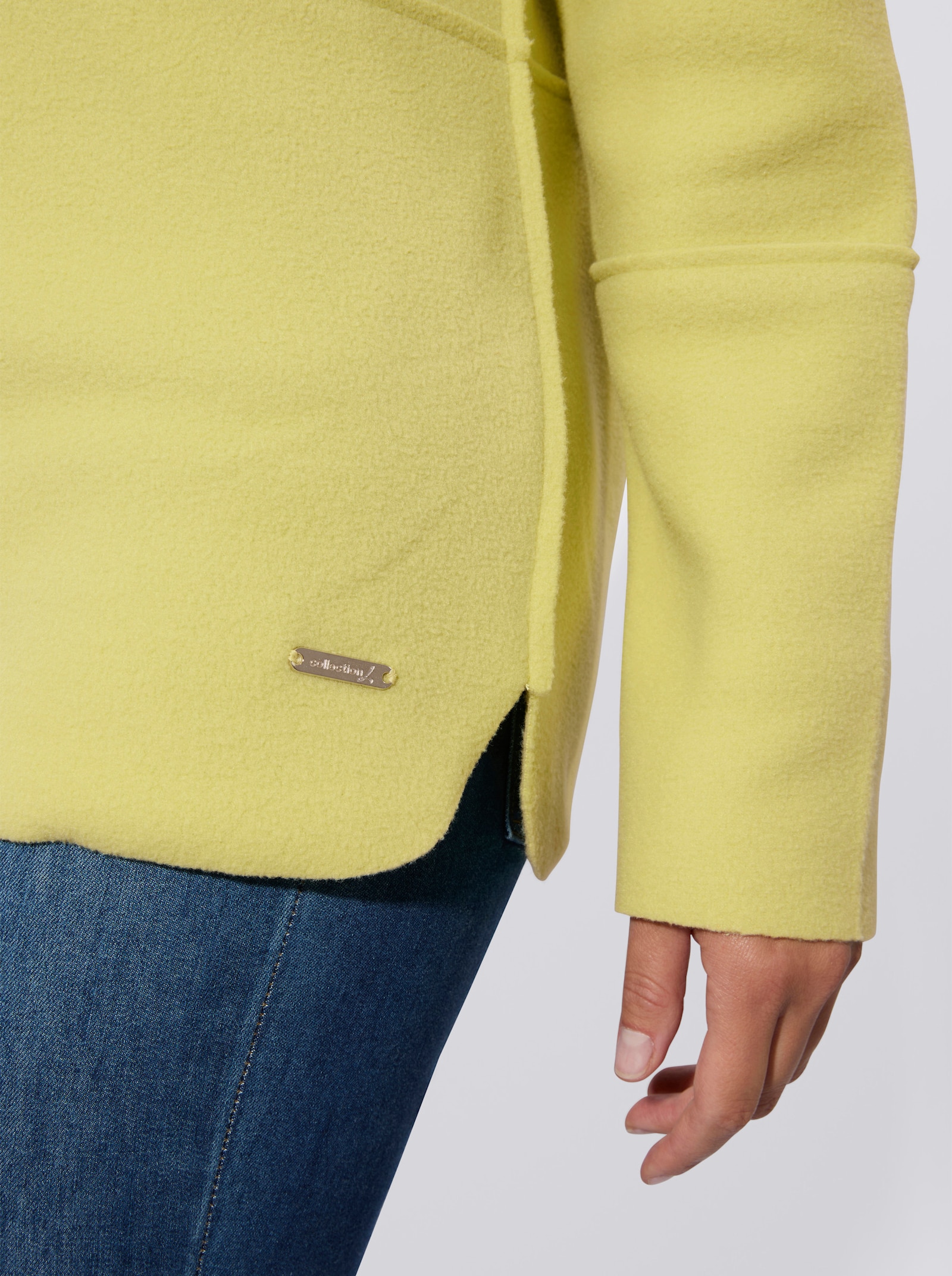 Fleeceshirt mit U-Boot-Ausschnitt - lindgrün