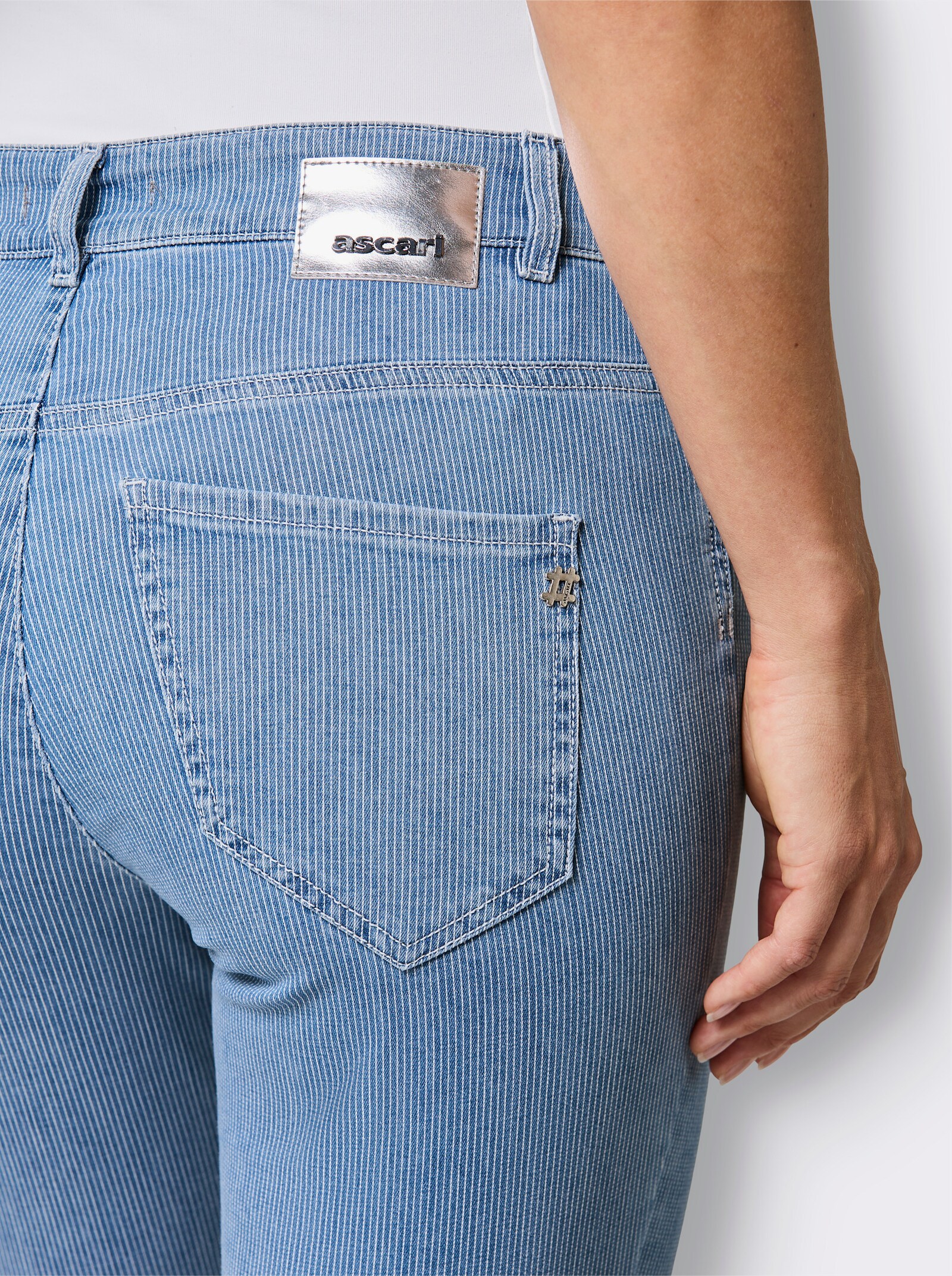 Ascari 7/8-Jeans mit Web-Streifen - blue-bleached-gestreift