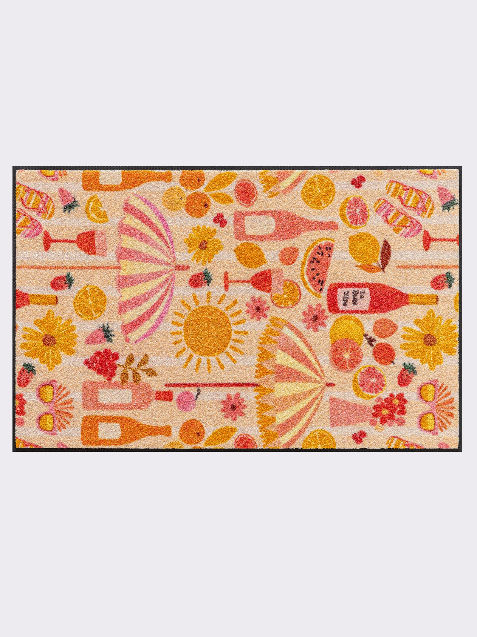 wash+dry by Kleen-Tex Fußmatte mit Urlaubs-Motiven - apricot-flamingo-gemustert