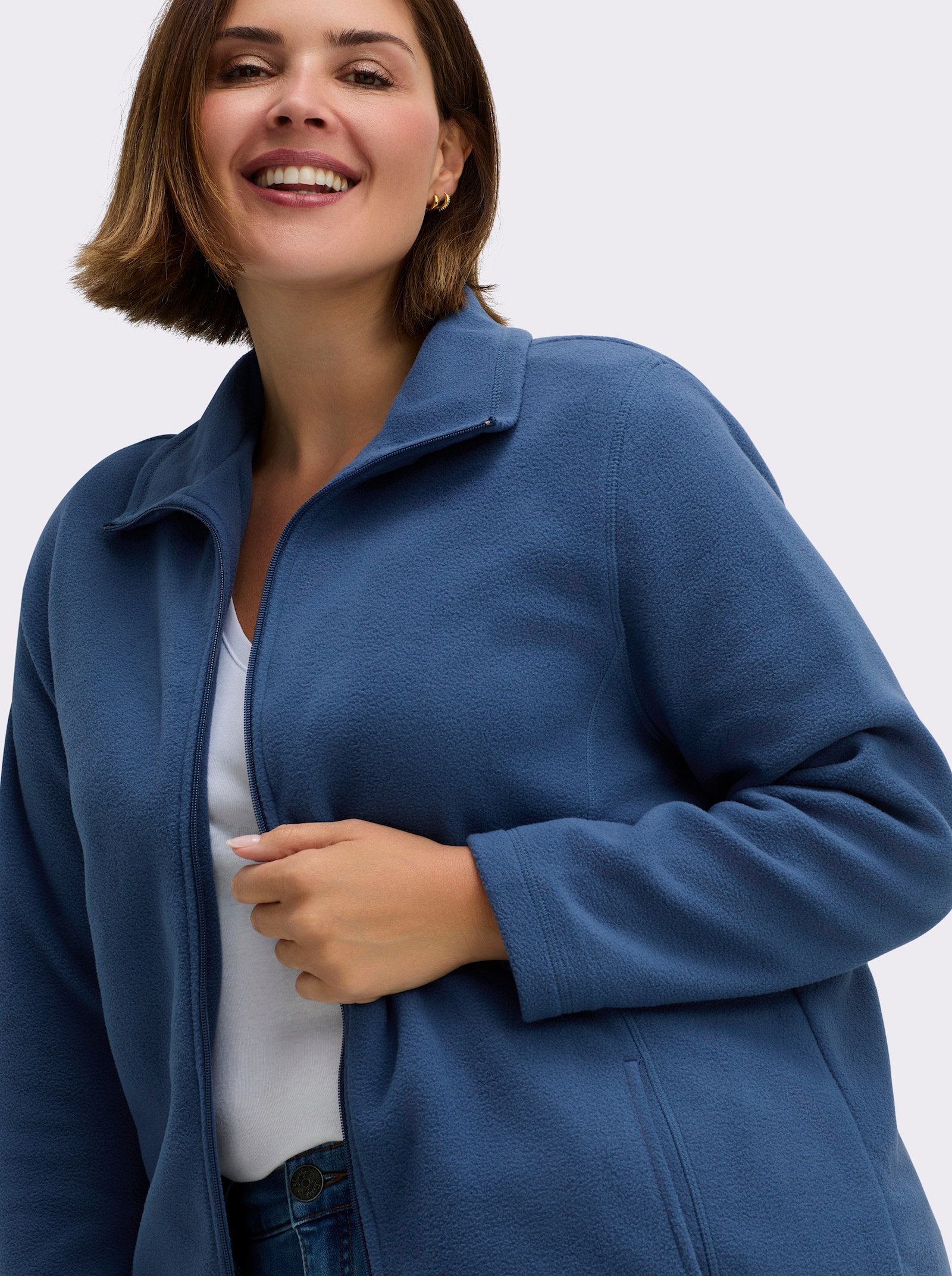 Fleecejacke mit zwei Taschen - nachtblau