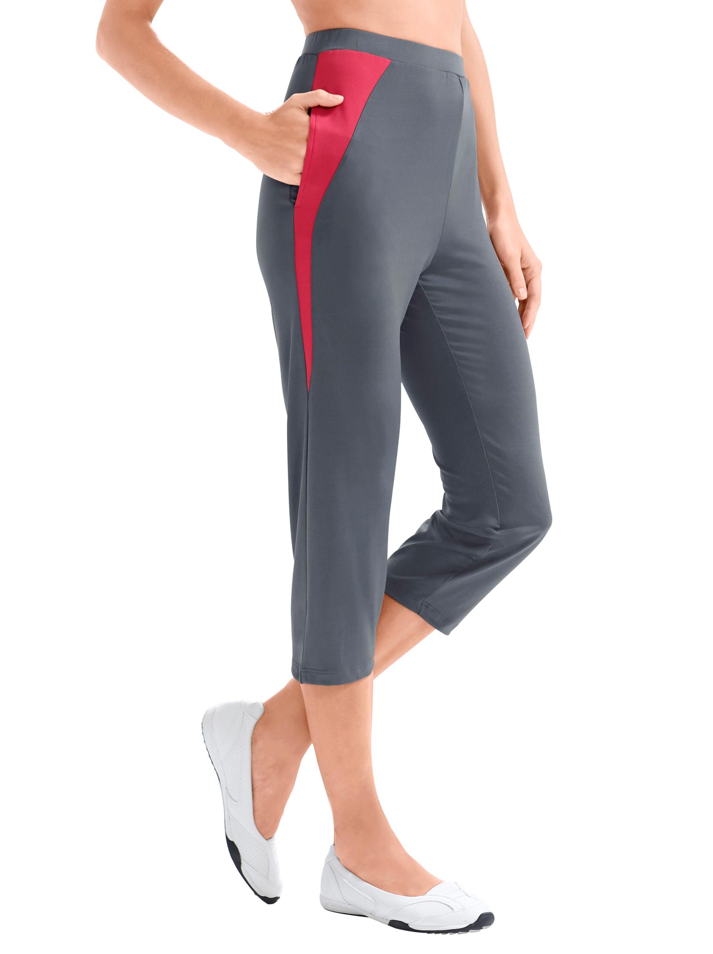 Capri-Freizeithose - grau-koralle