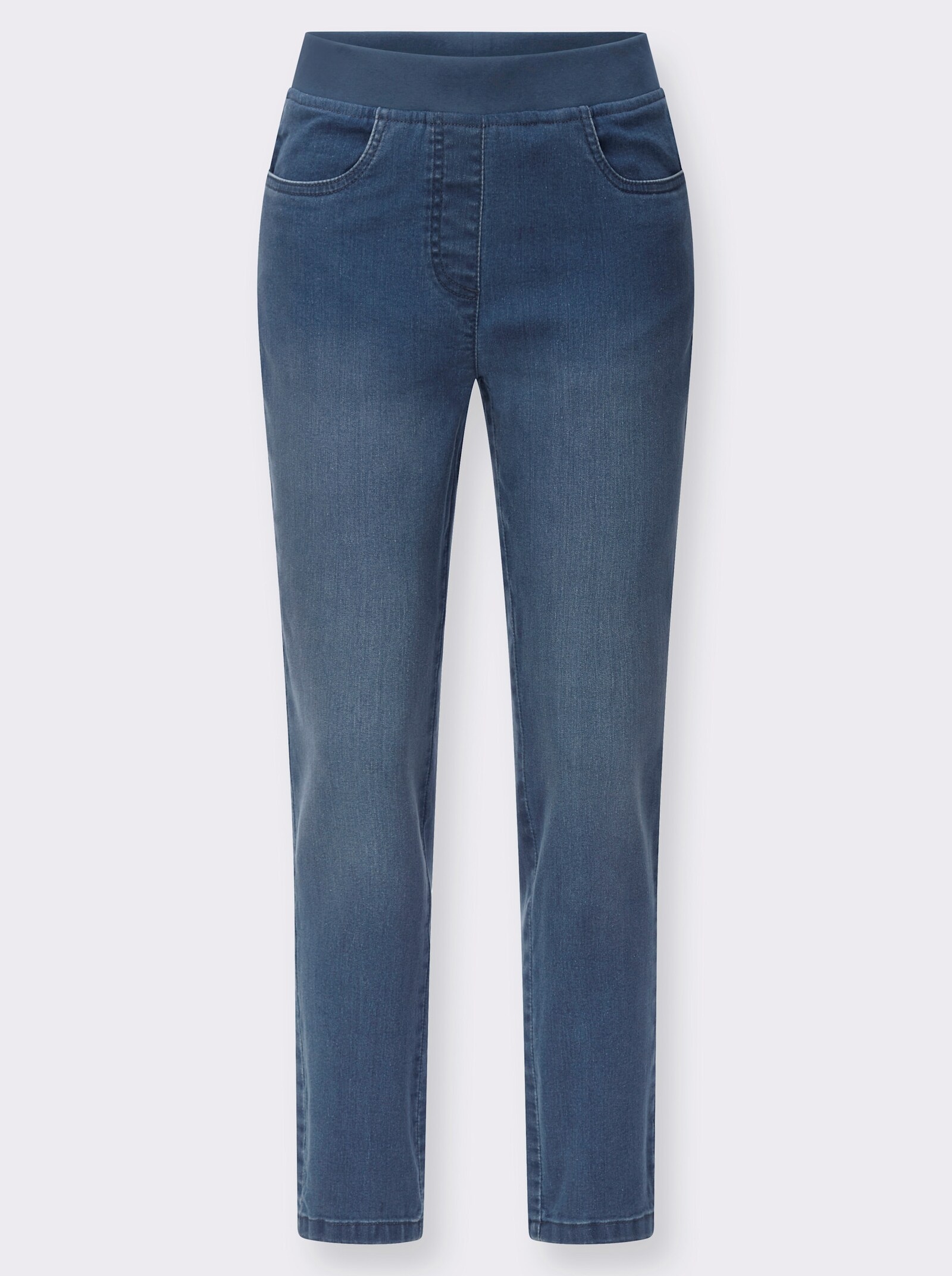 Schlupfjeans mit Stretch-Bund - blue-stone-washed