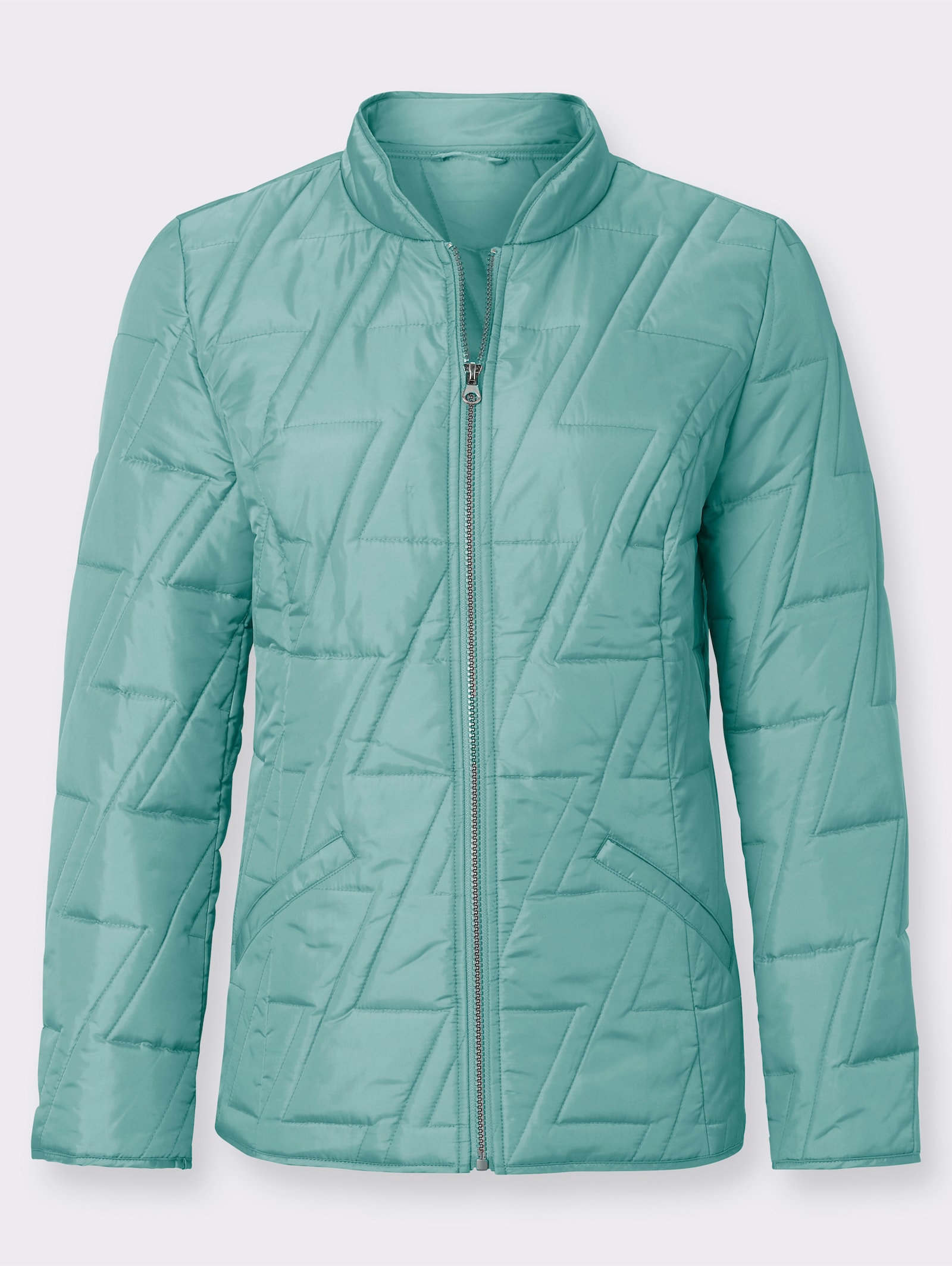 Prešívaná bunda s kľukatým vzorom - mätová