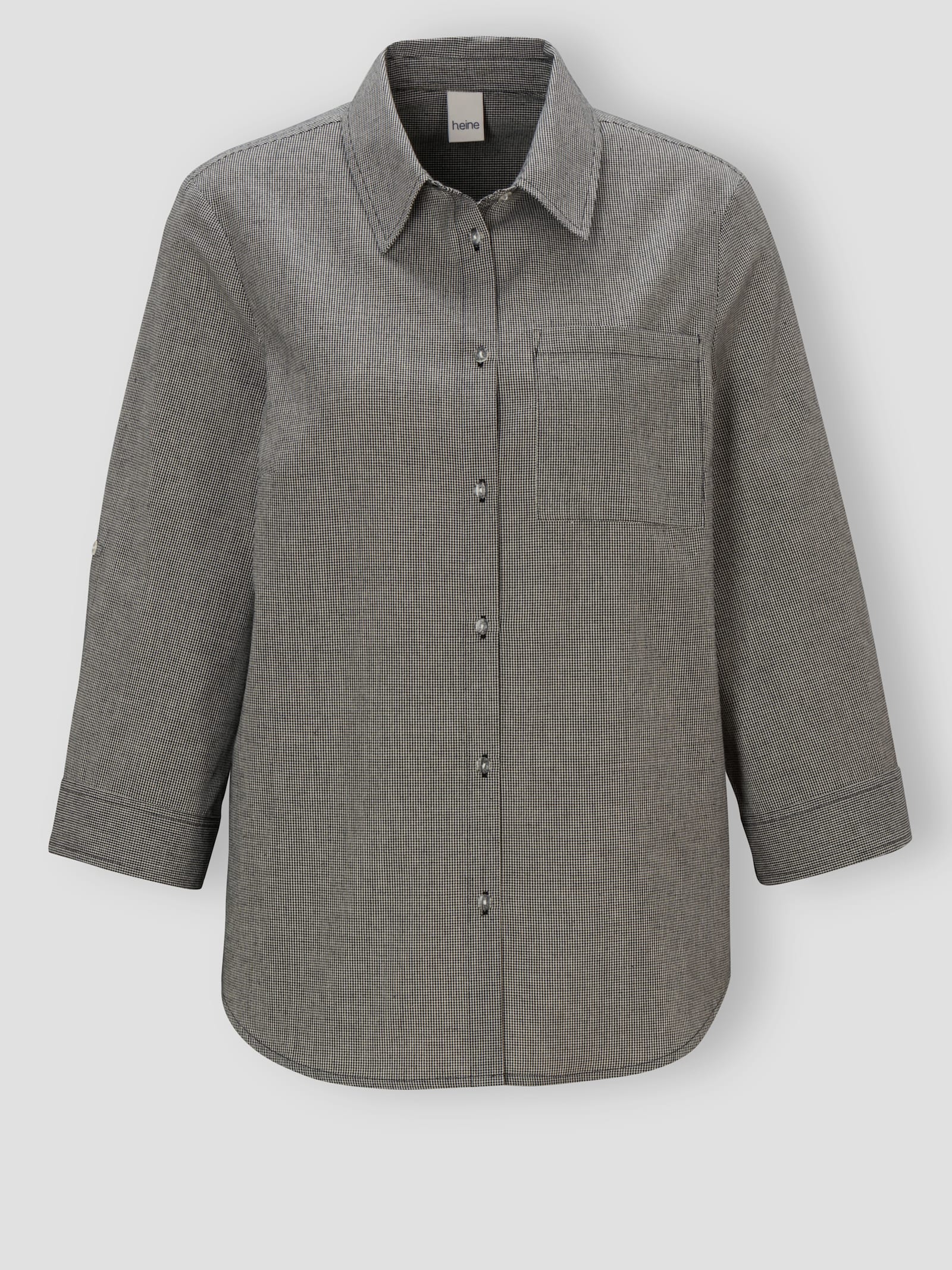 heine Karobluse mit Hemdkragen - schwarz-champagner-kariert