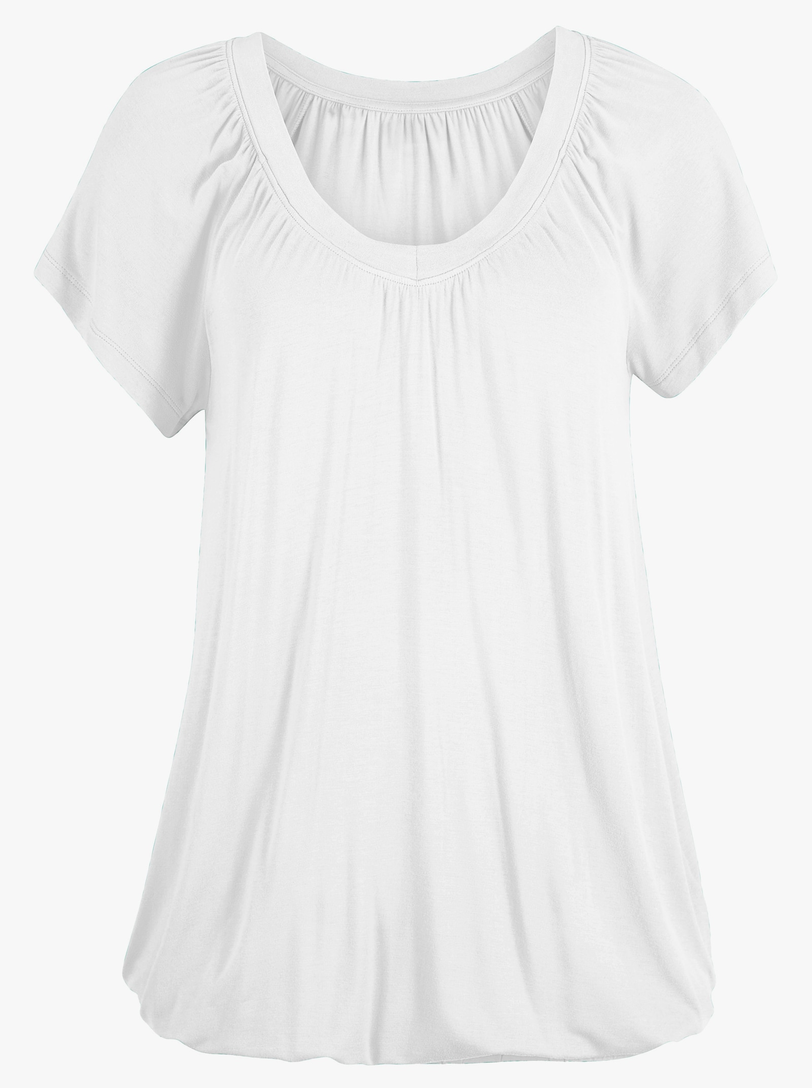 Kurzarmshirt mit elastischem Saum - weiß