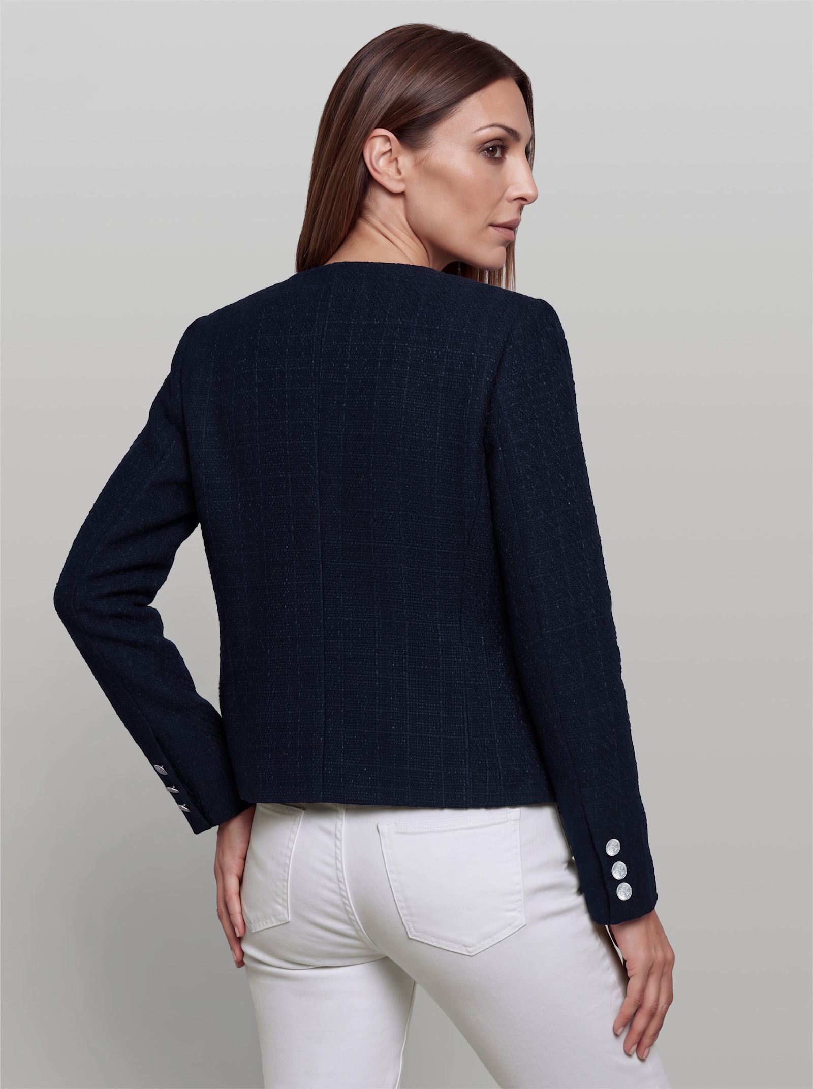 heine Bouclé-Blazer mit Zierknöpfen - marine