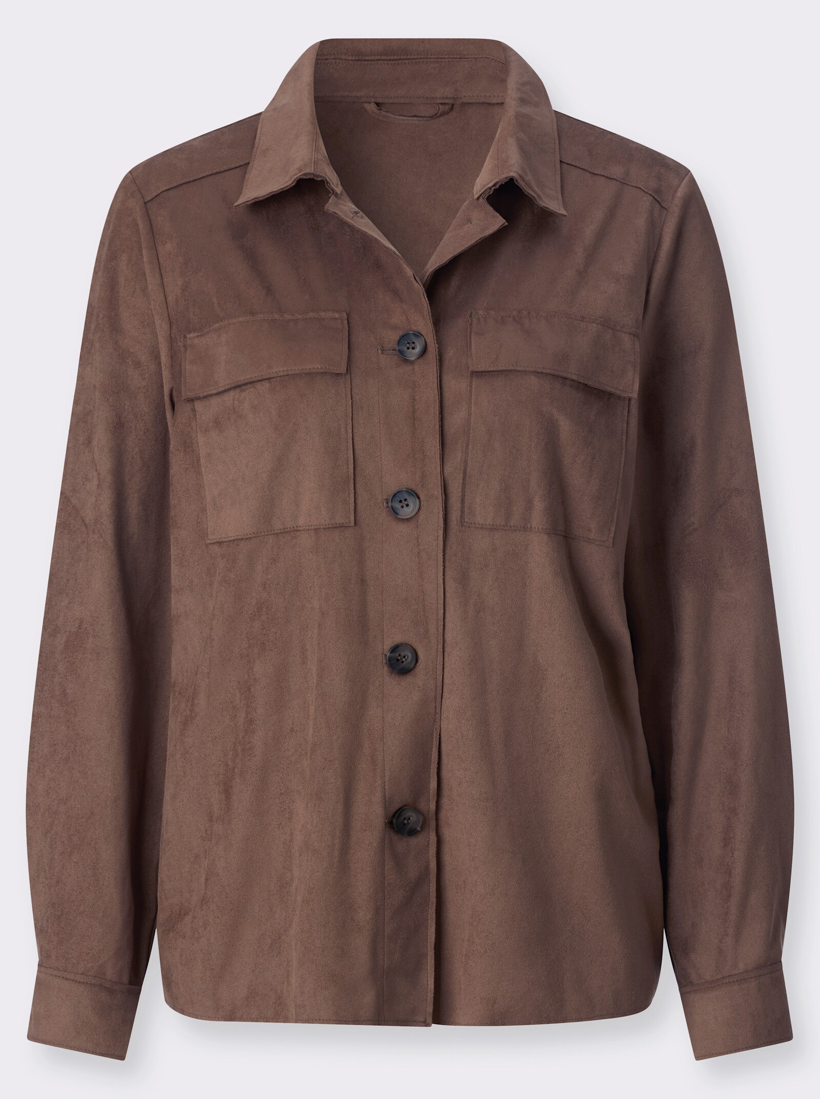 Lederimitat-Blazer mit Schultersattel - schoko