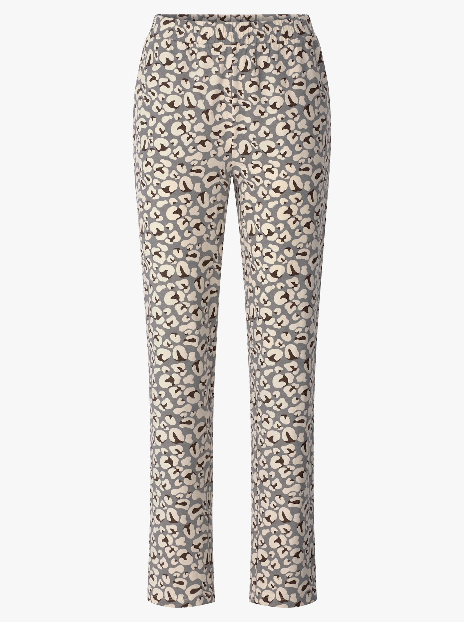 Freizeithose im Leo-Print - grau-bedruckt