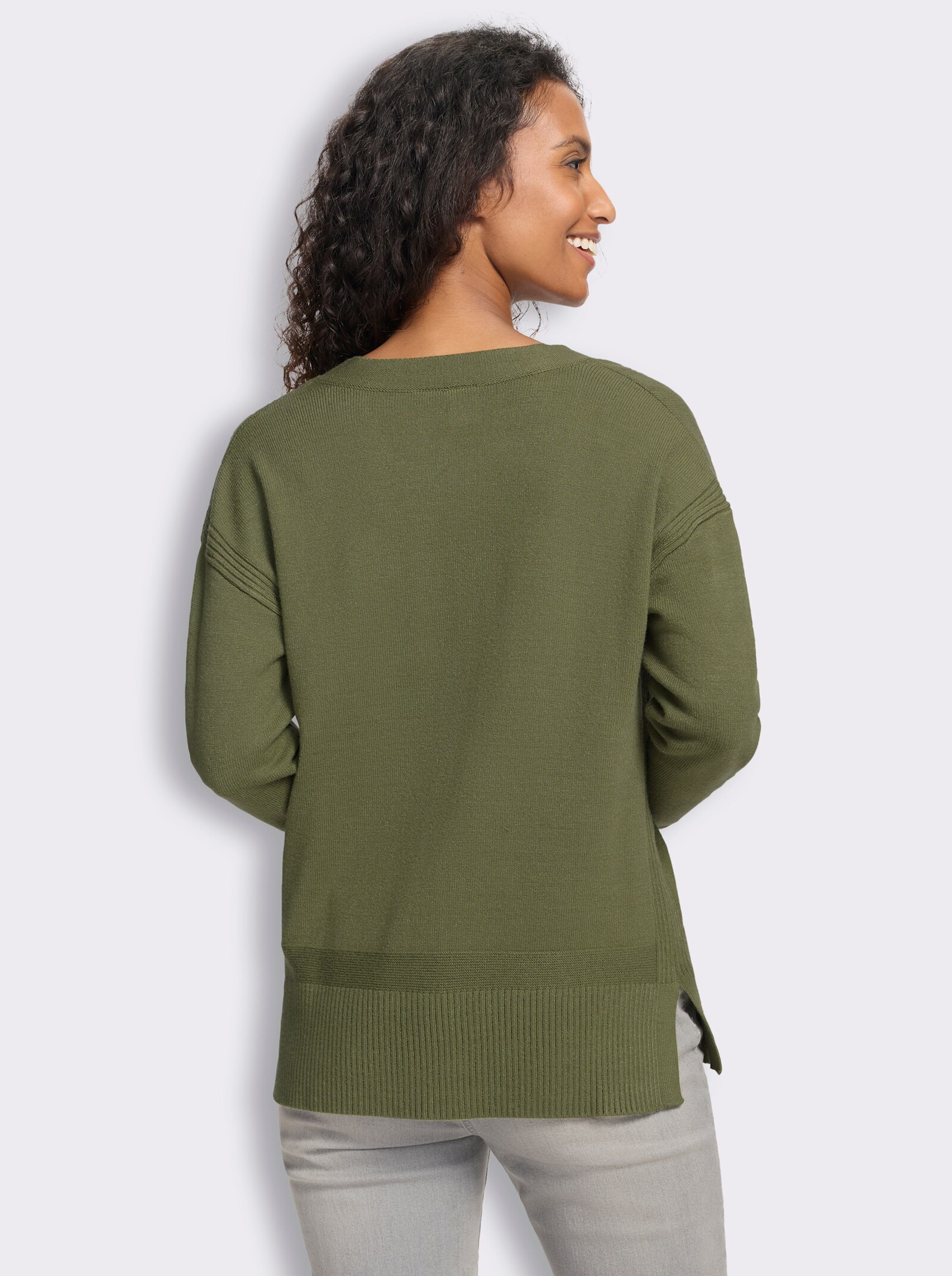 heine Pullover mit Seitenschlitzen - khaki