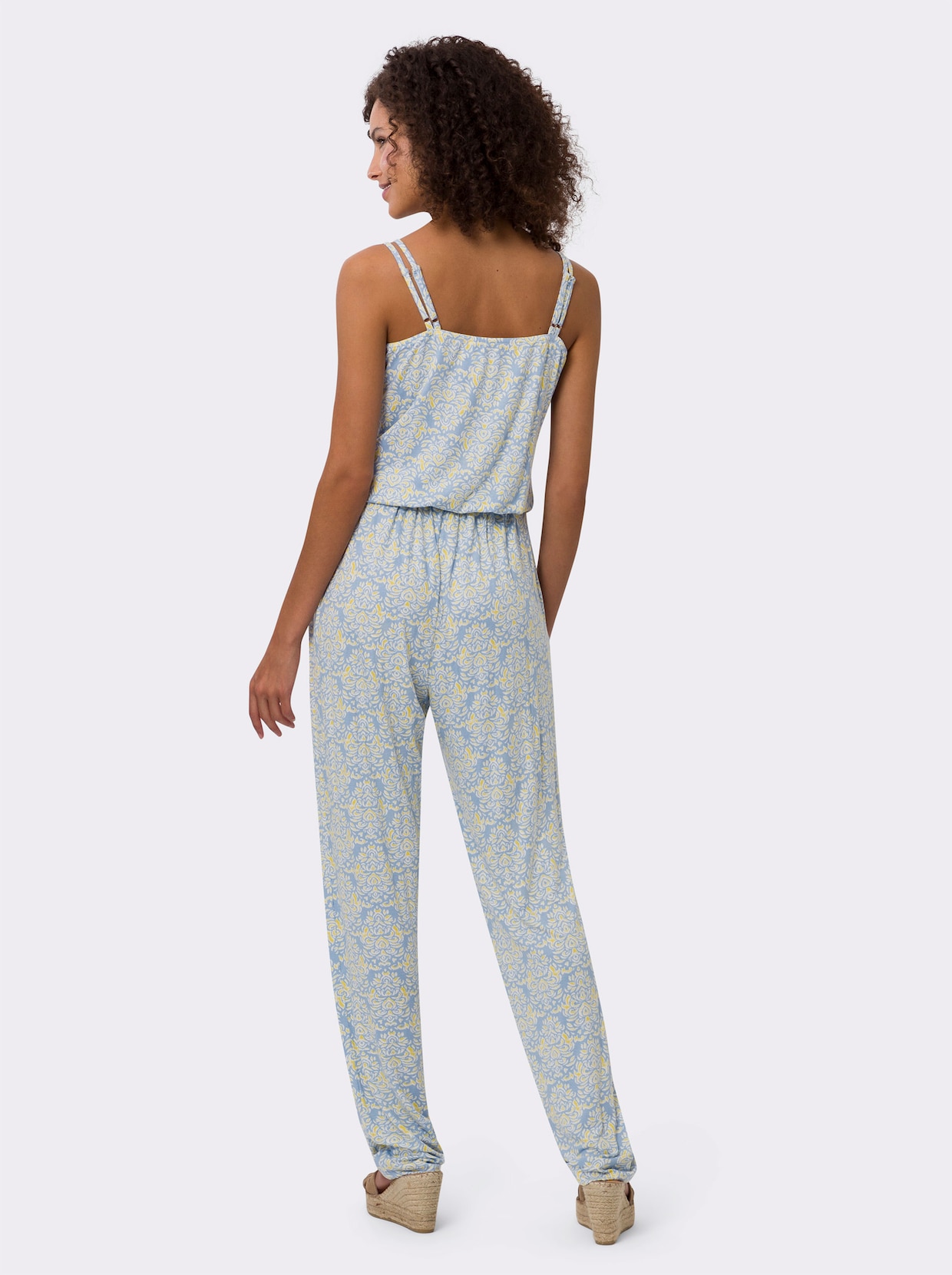 heine Jumpsuit - himmelblau-limone-bedruckt