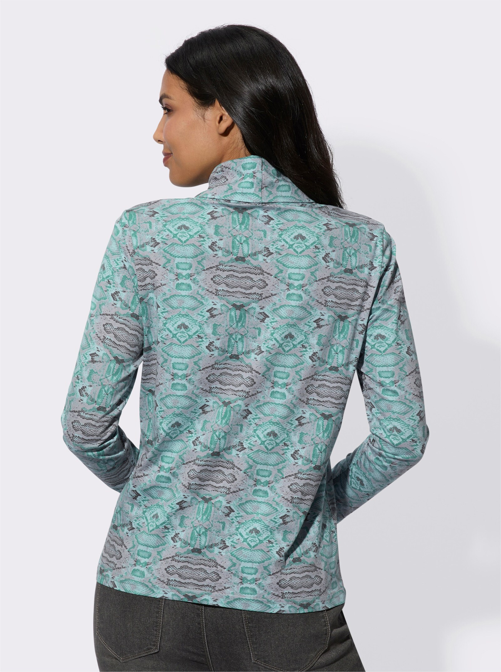 Colshirt met lange mouwen - mint/smaragdgroen bedrukt