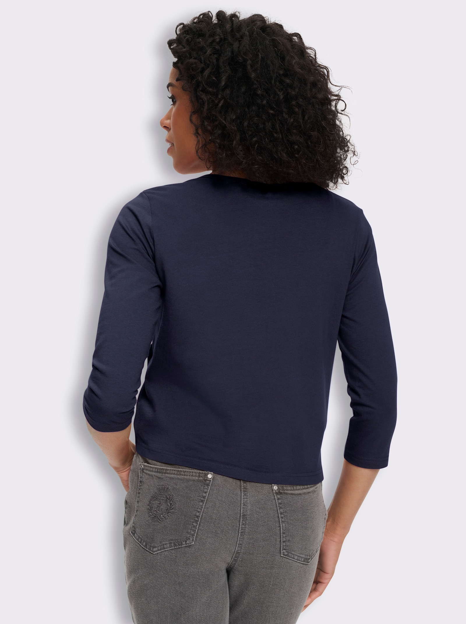 Shirtjasje met zoom om te knopen - marine