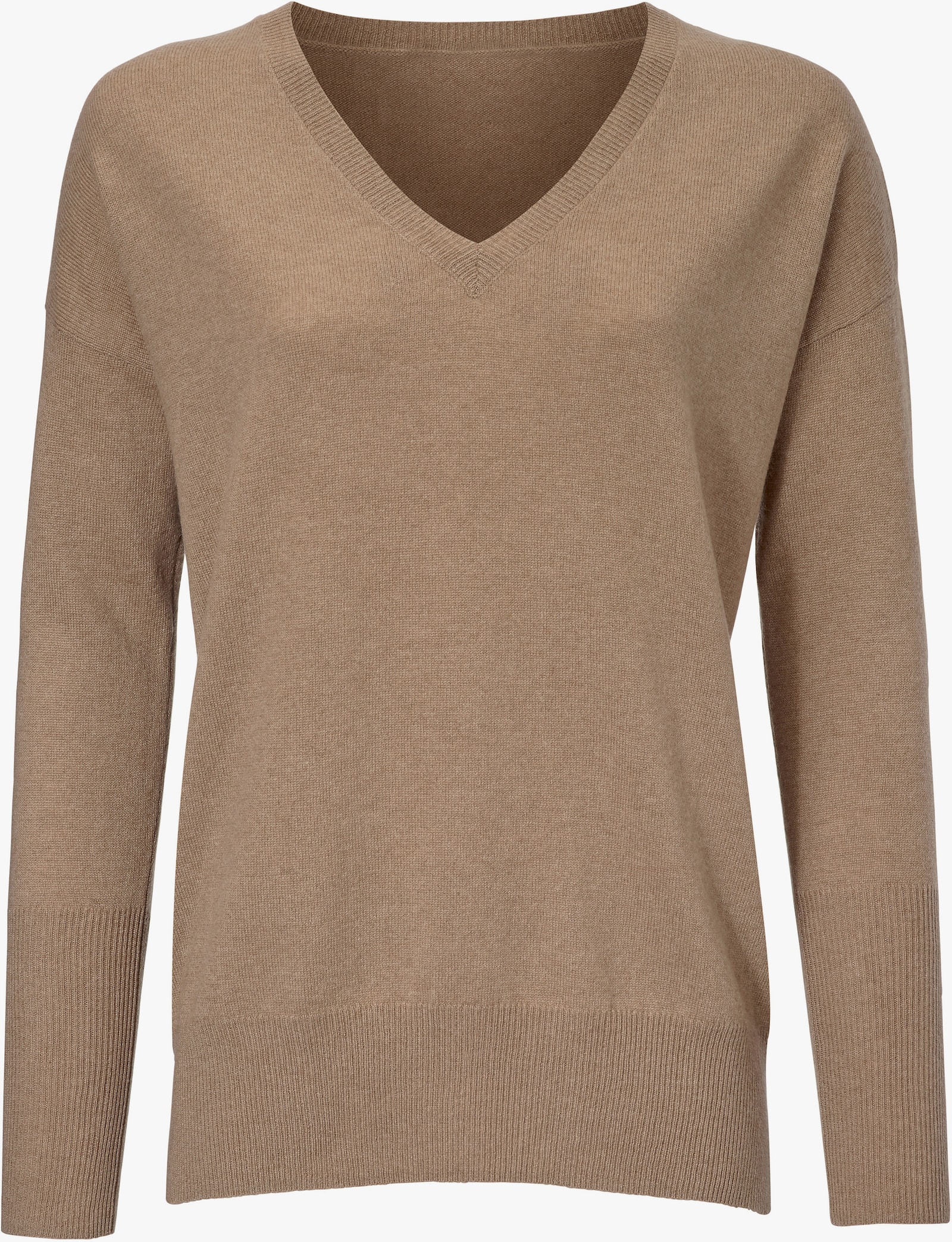 heine Kaschmirpullover mit V-Ausschnitt - camel