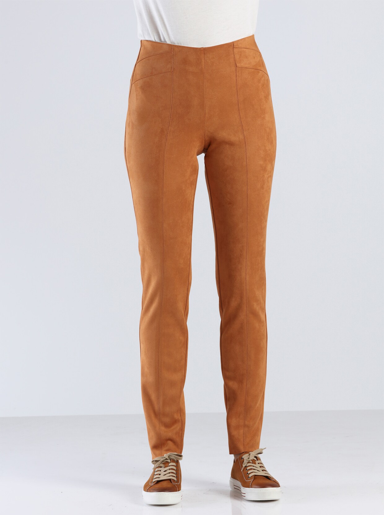 Broek van imitatieleer - cognac