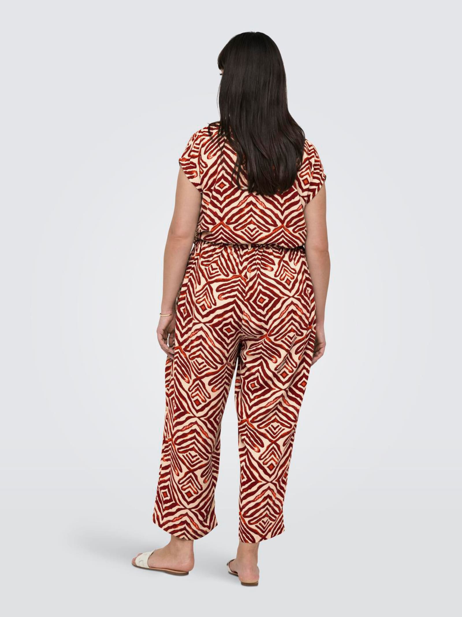 ONLY CARMAKOMA Kurzarmbluse - hot chocolate aop:tribe