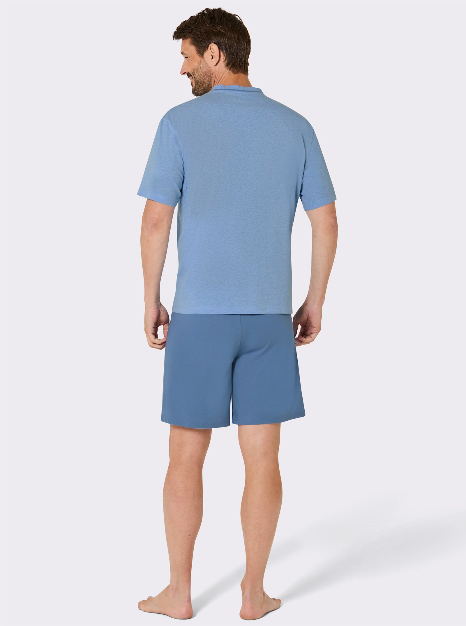 wäschepur men Shorty in Single-Jersey-Qualität - mittelblau-meliert