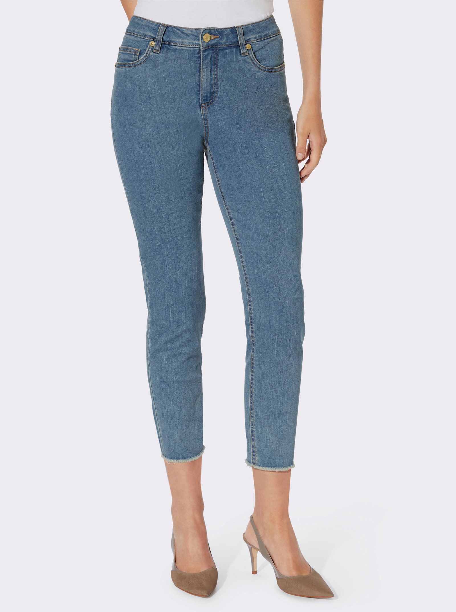 heine Skinny jeans met franjes aan de zoom - blue-bleached