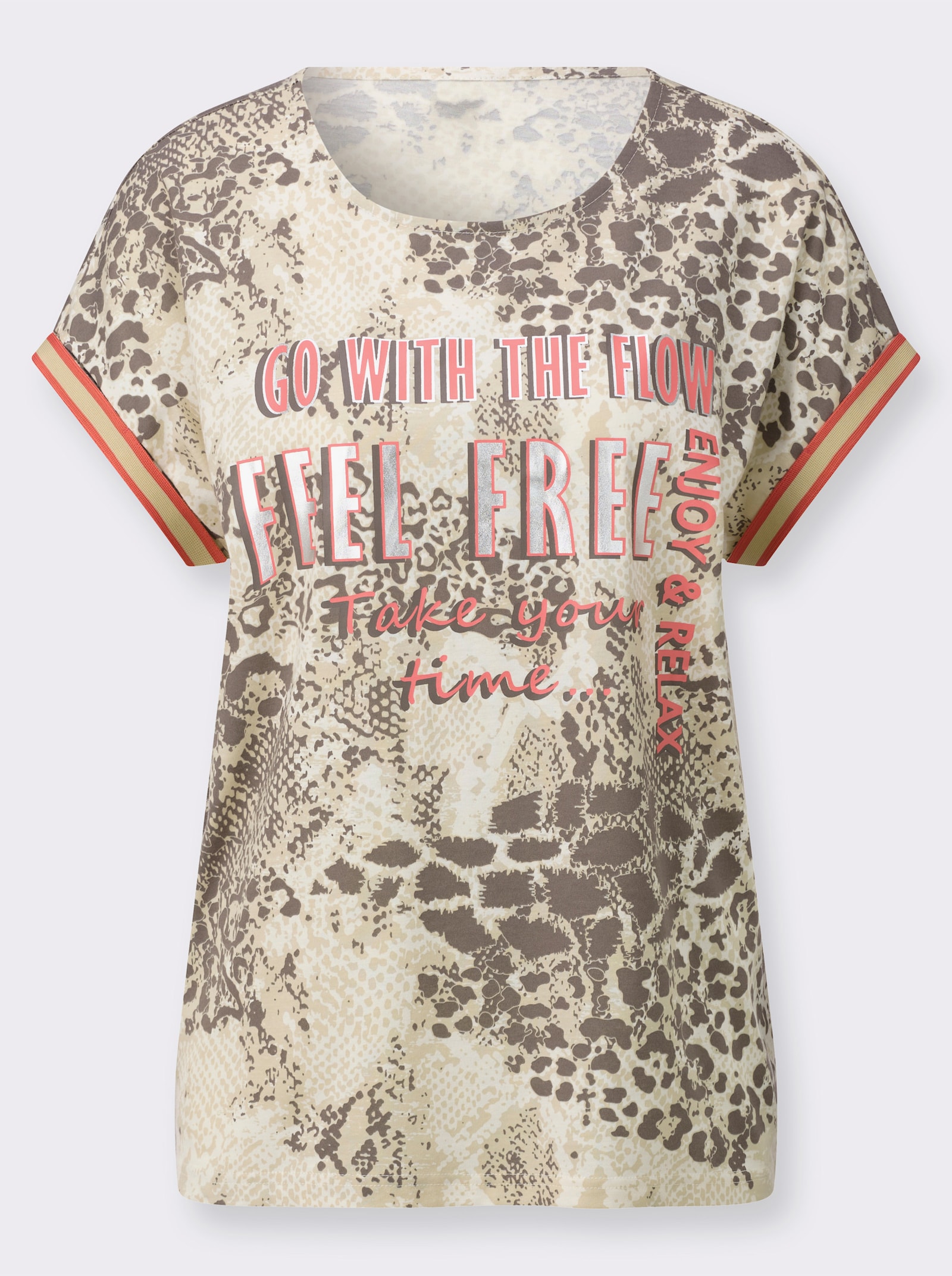 Shirt im Animal-Dessin - sand-koralle-bedruckt