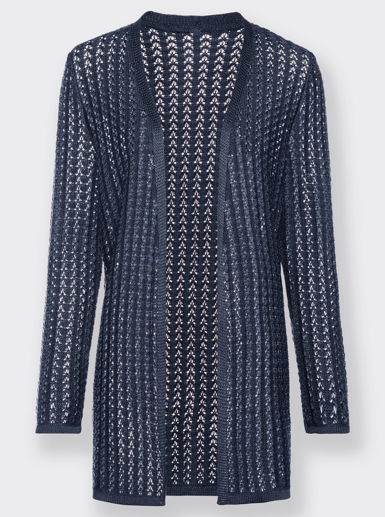 Ajourstrickjacke - rauchblau