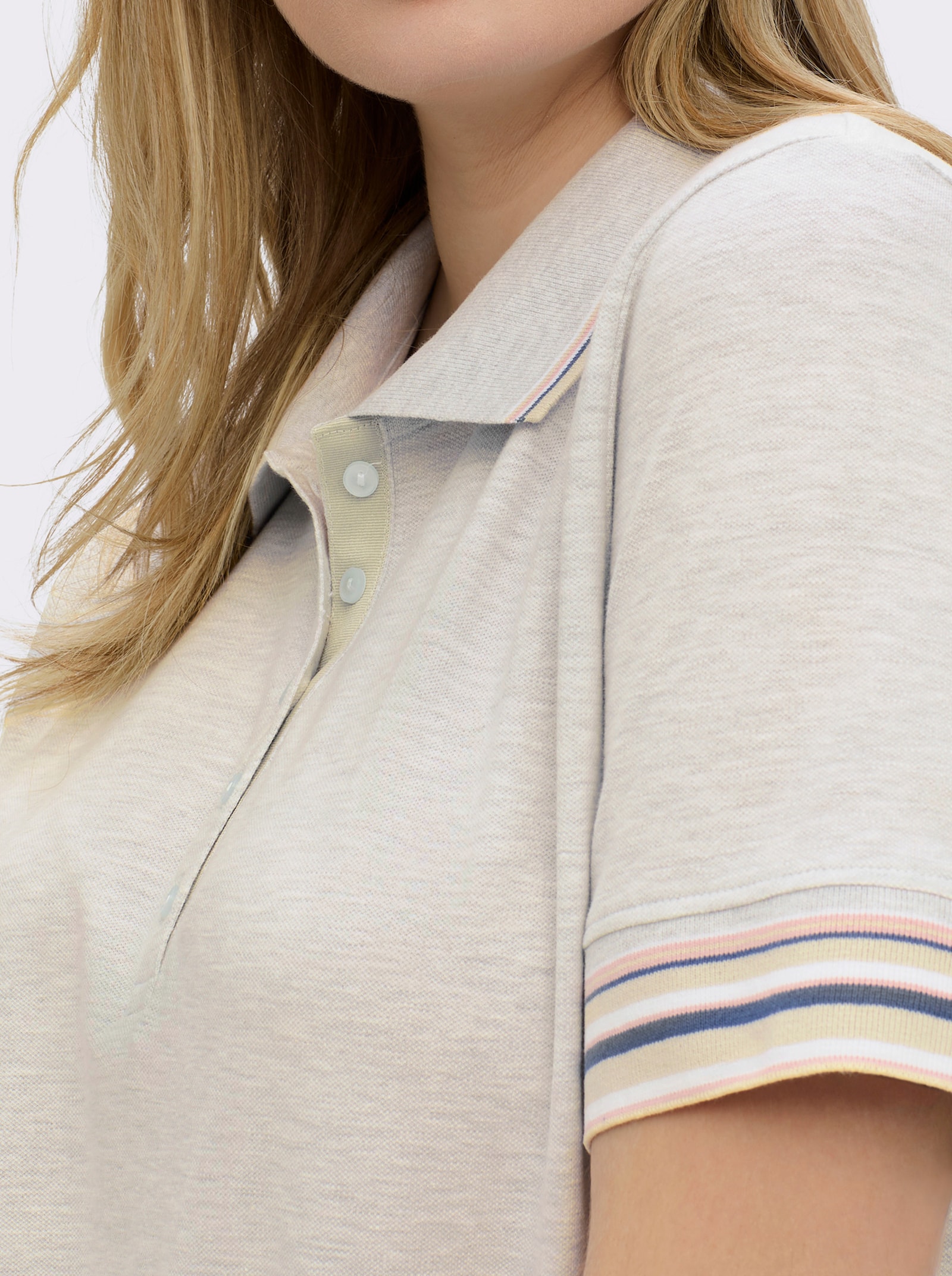 Poloshirt in Pikee-Qualität - hellgrau-meliert