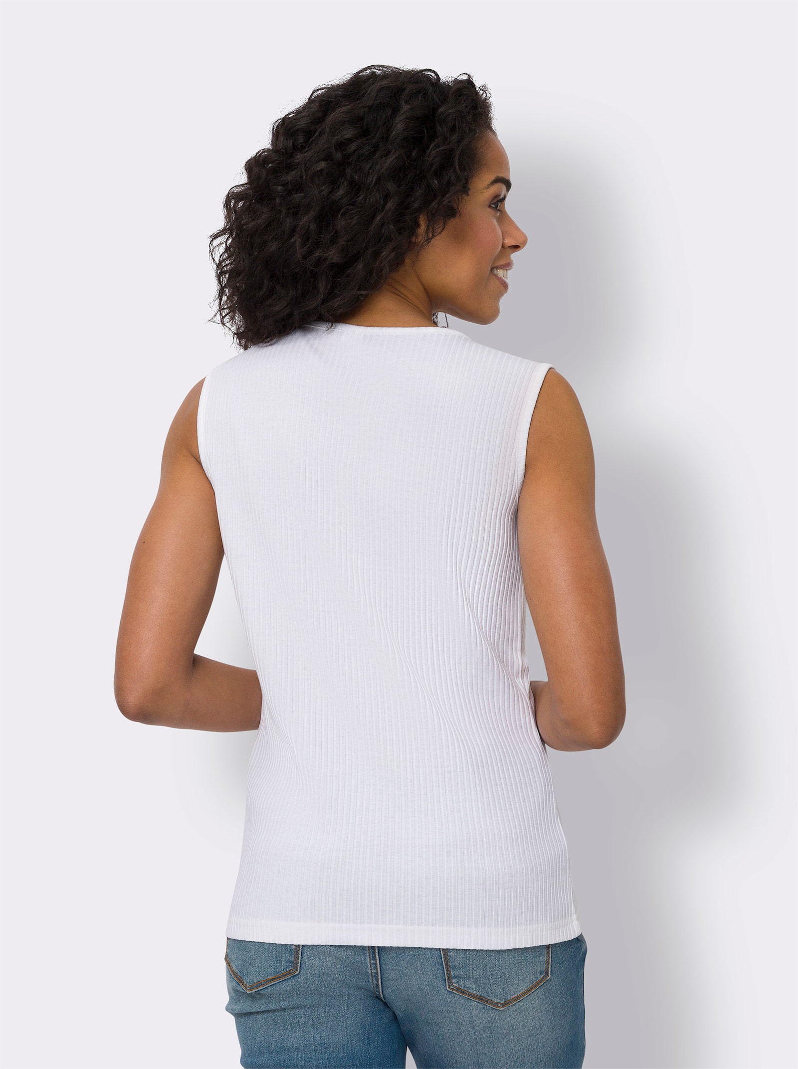 Linne i ribbstickad look - gräddvit