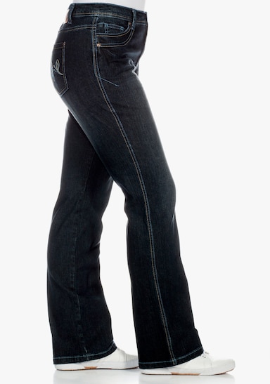 sheego Gerade Jeans mit Used-Effekten - dark blue denim