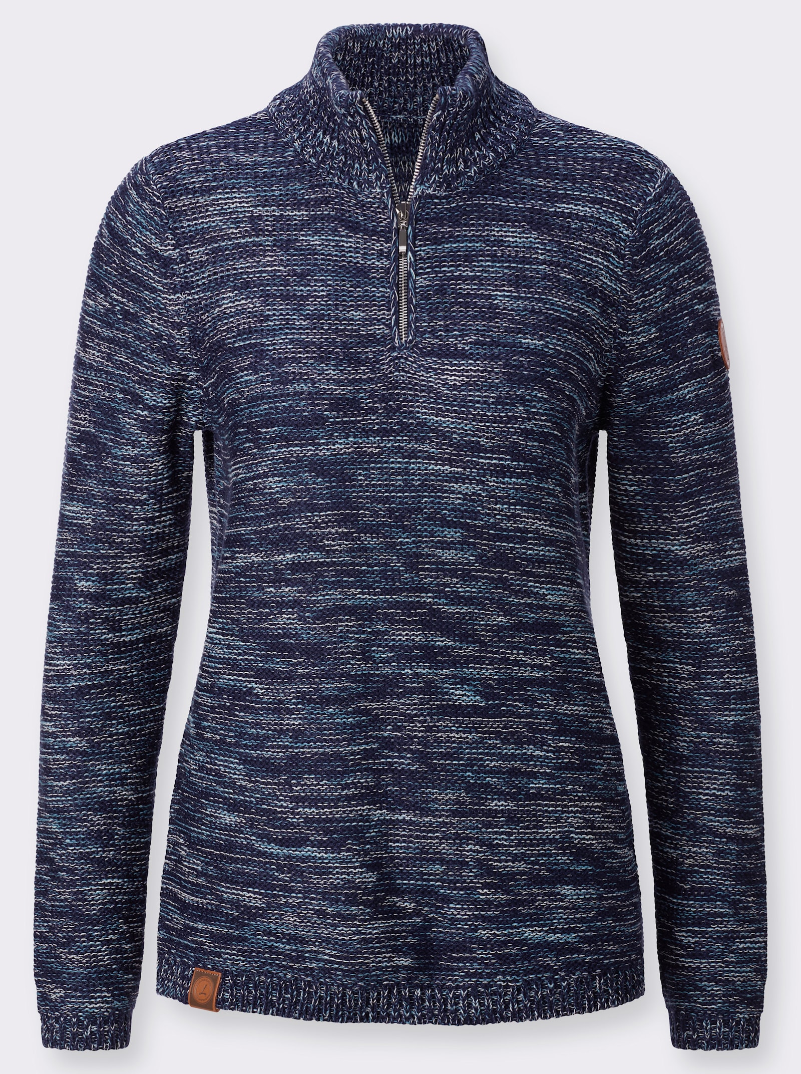 Troyer mit gerippten Abschlüssen - marine-meliert