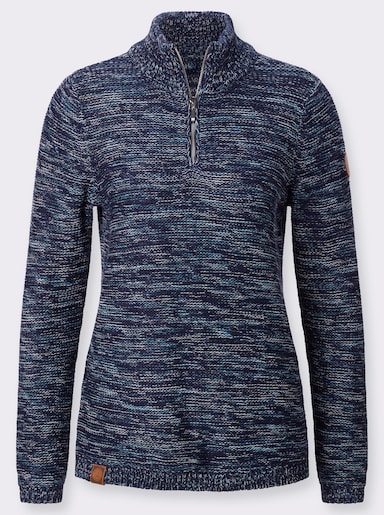 Troyer mit gerippten Abschlüssen - marine-meliert