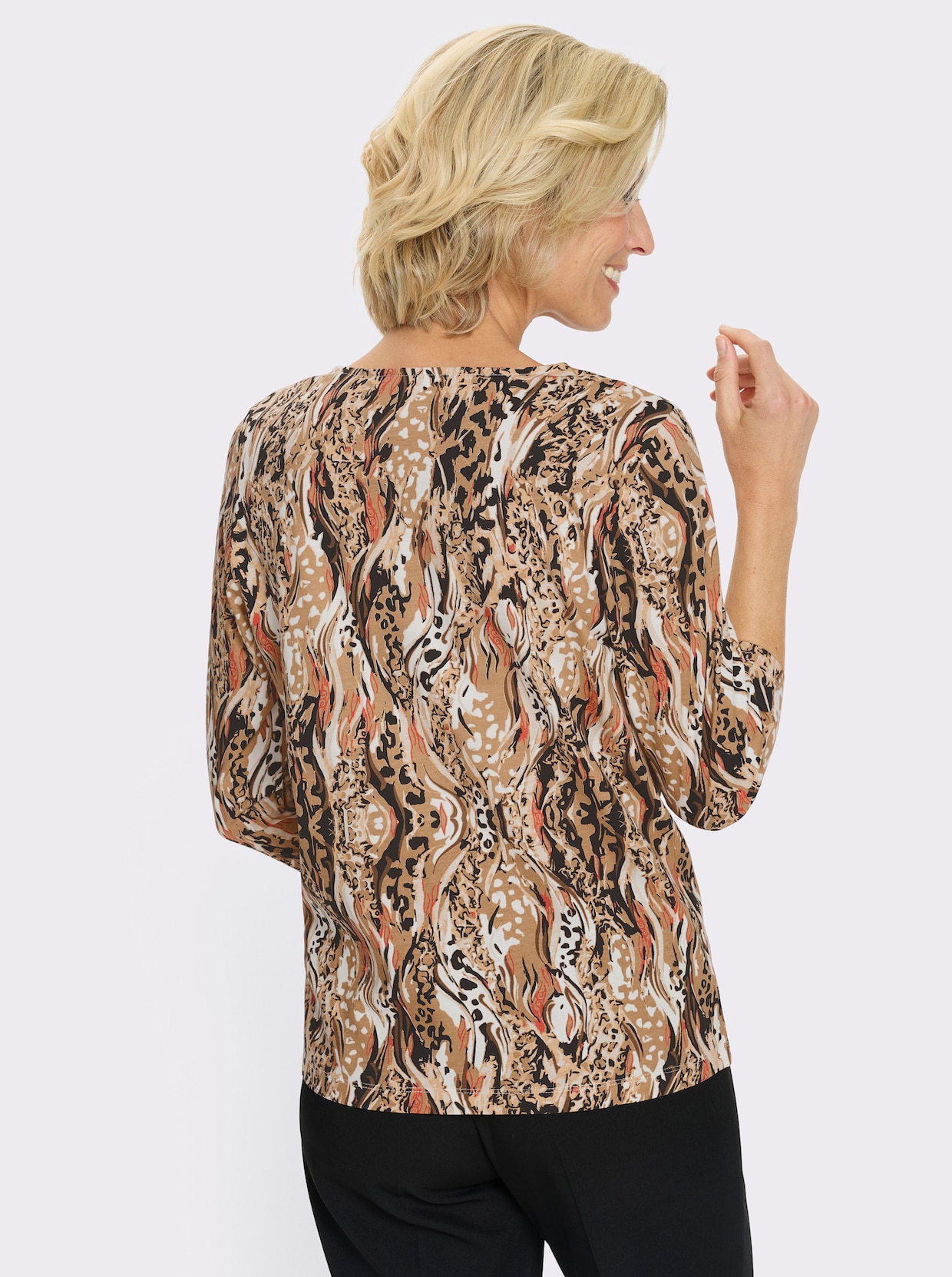 3/4-Arm-Shirt im Animal-Dessin - camel-terra-bedruckt