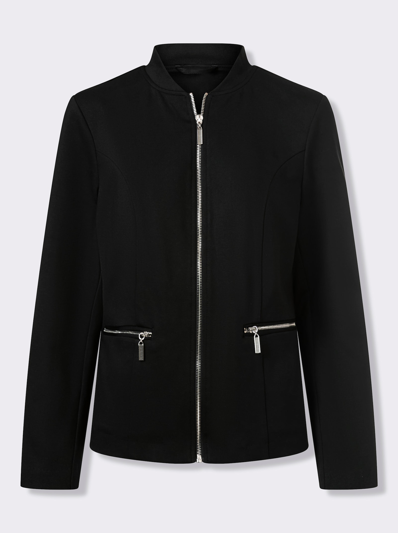 Jerseyblazer Reissverschluss-Taschen - schwarz