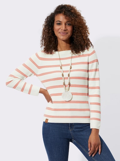 Pullover - papaya-ecru-geringelt