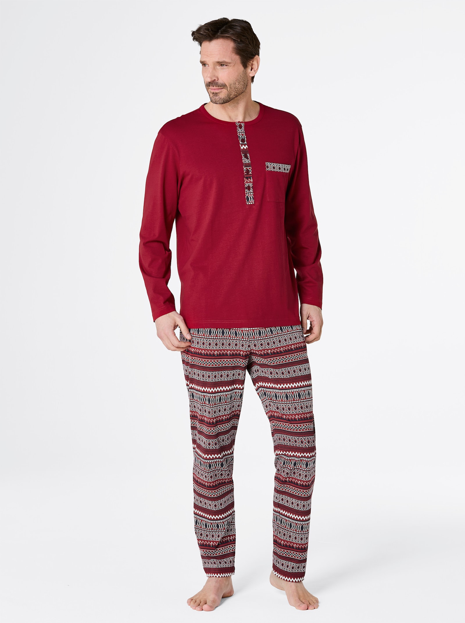 wäschepur men Schlafanzüge - dunkelrot-marine + topas-marine