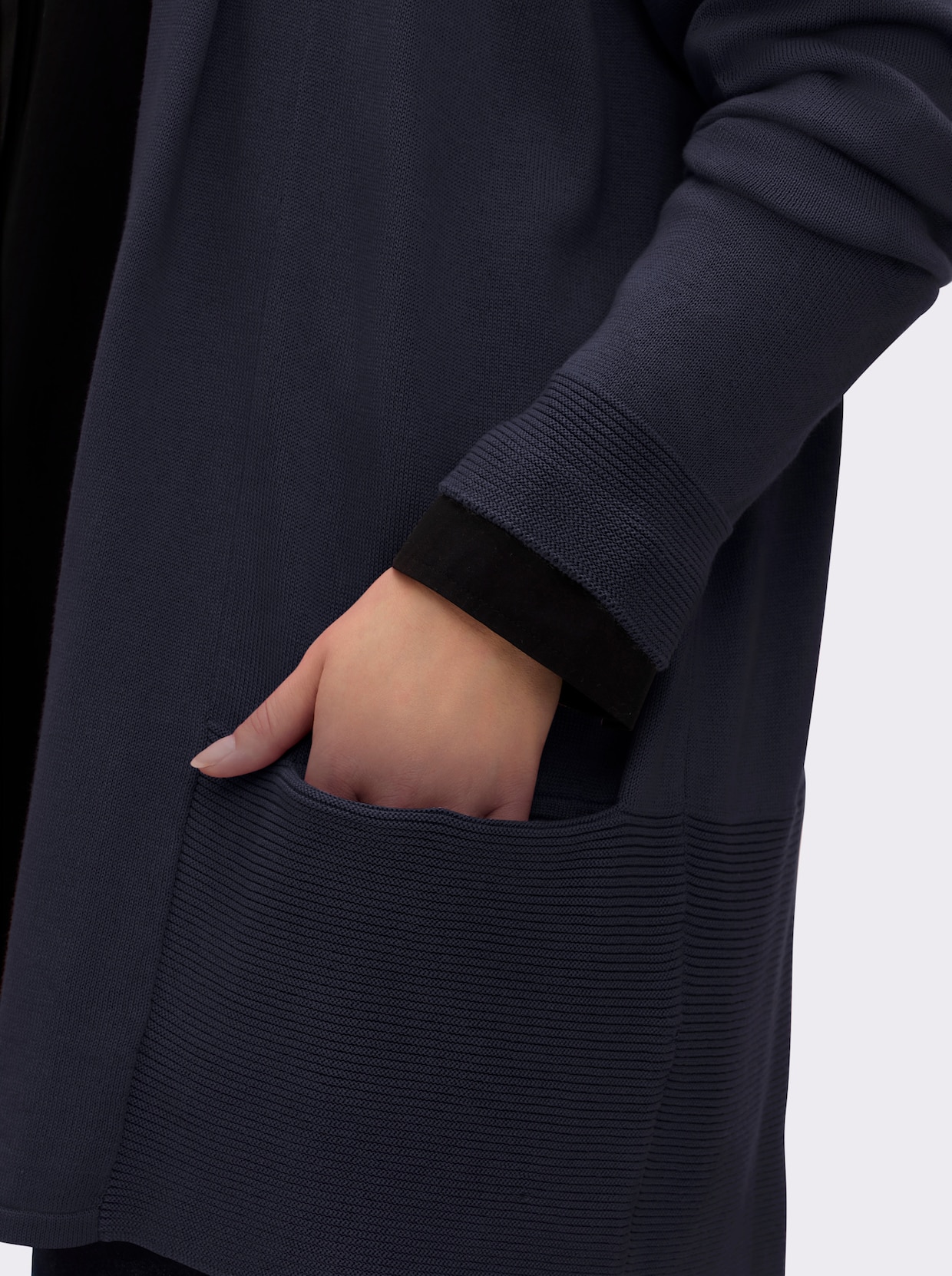 Longstrickjacke mit Schalkragen - marine