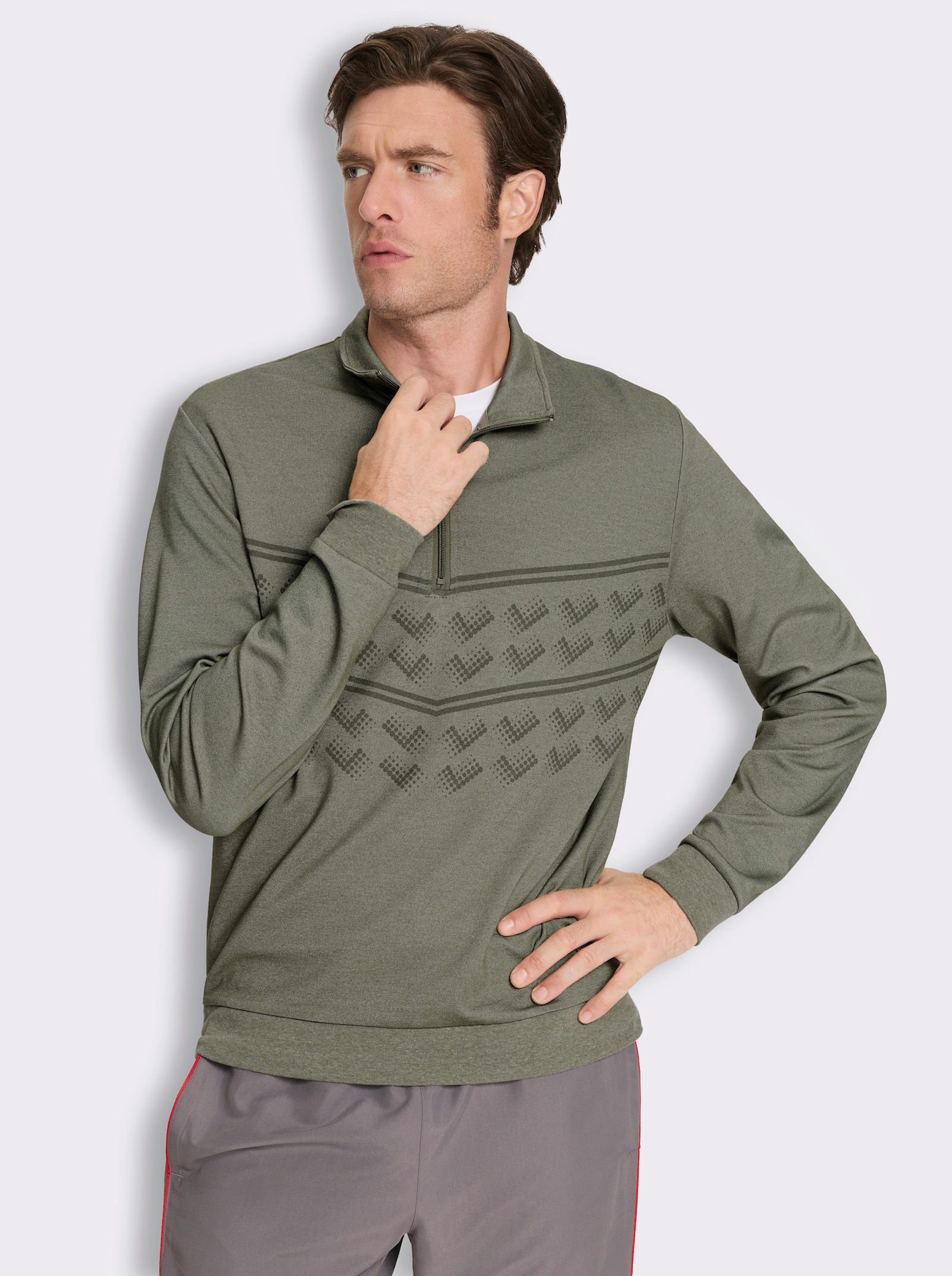 Catamaran Sports Funktionsshirt mit Reißverschluss - khaki-meliert