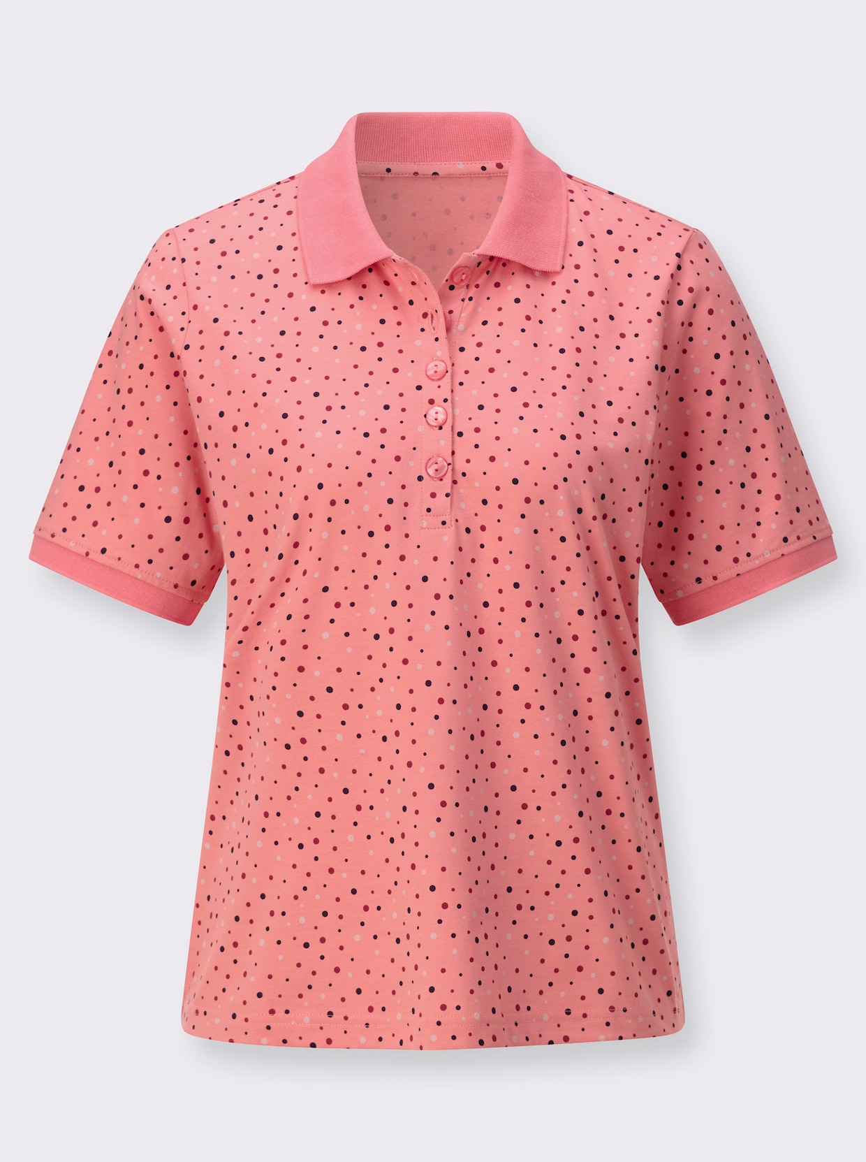 Poloshirt - flamingo-dunkelrot-getupft