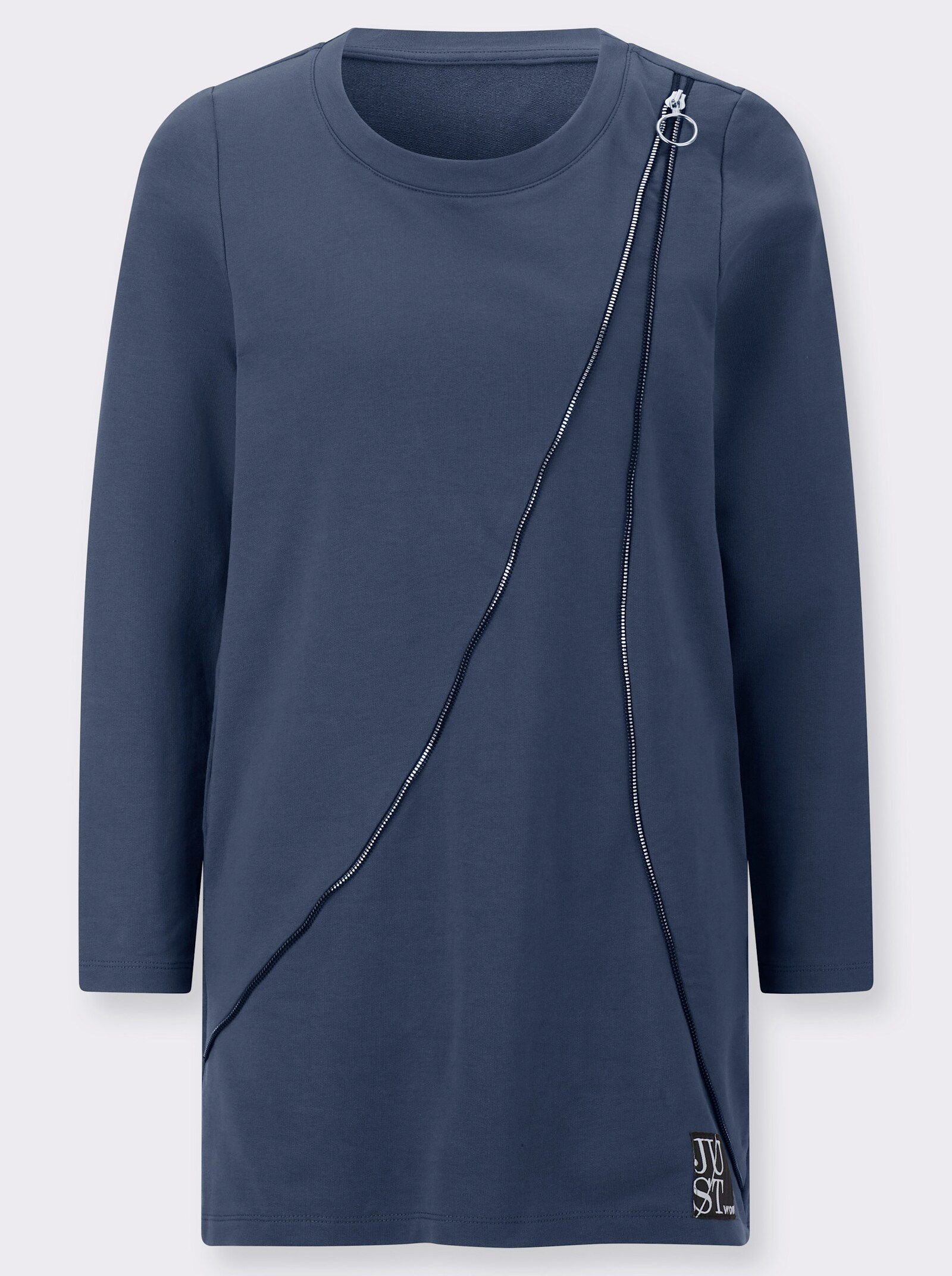 Longsweatshirt mit Zierreißverschluss - rauchblau