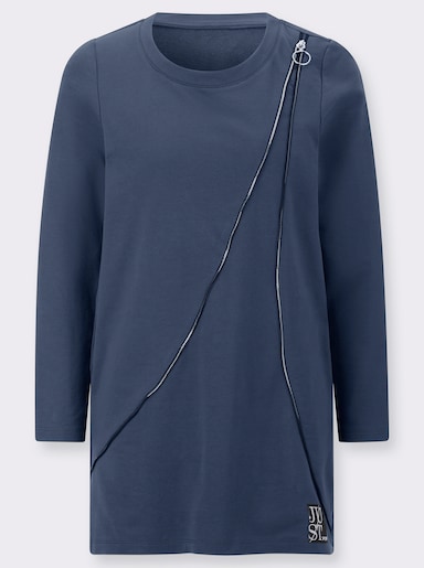 Longsweatshirt mit Zierreißverschluss - rauchblau