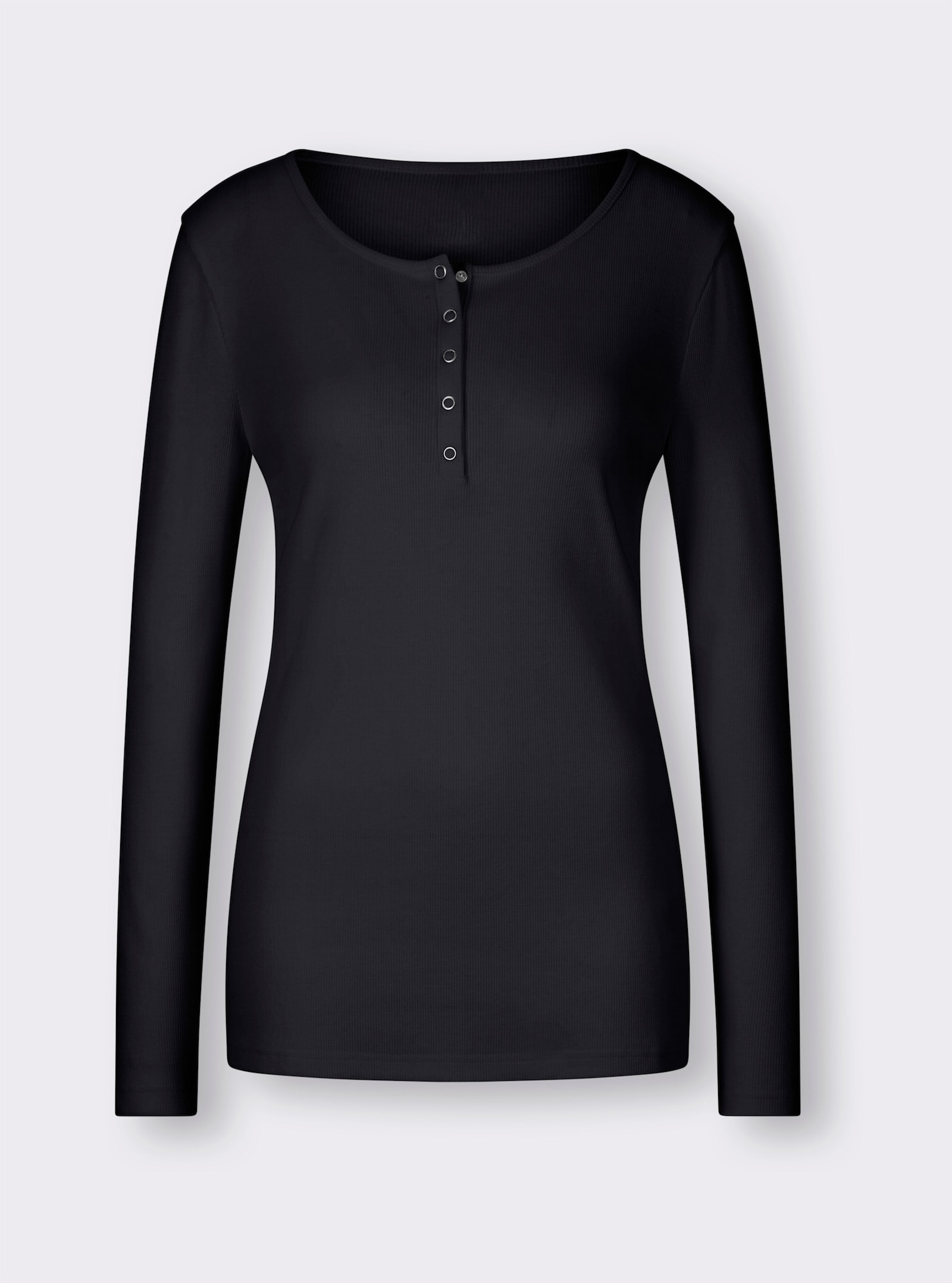 heine Langarmshirt mit Ripp-Struktur - schwarz