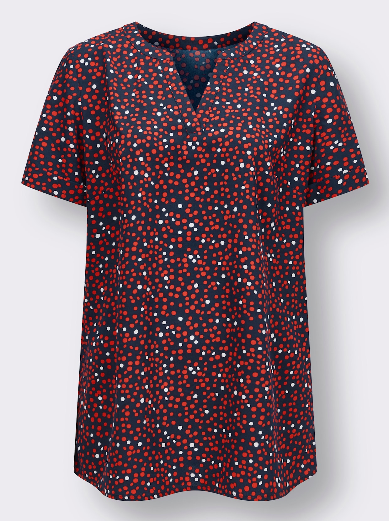 Longline blouse - marine/rood geprint