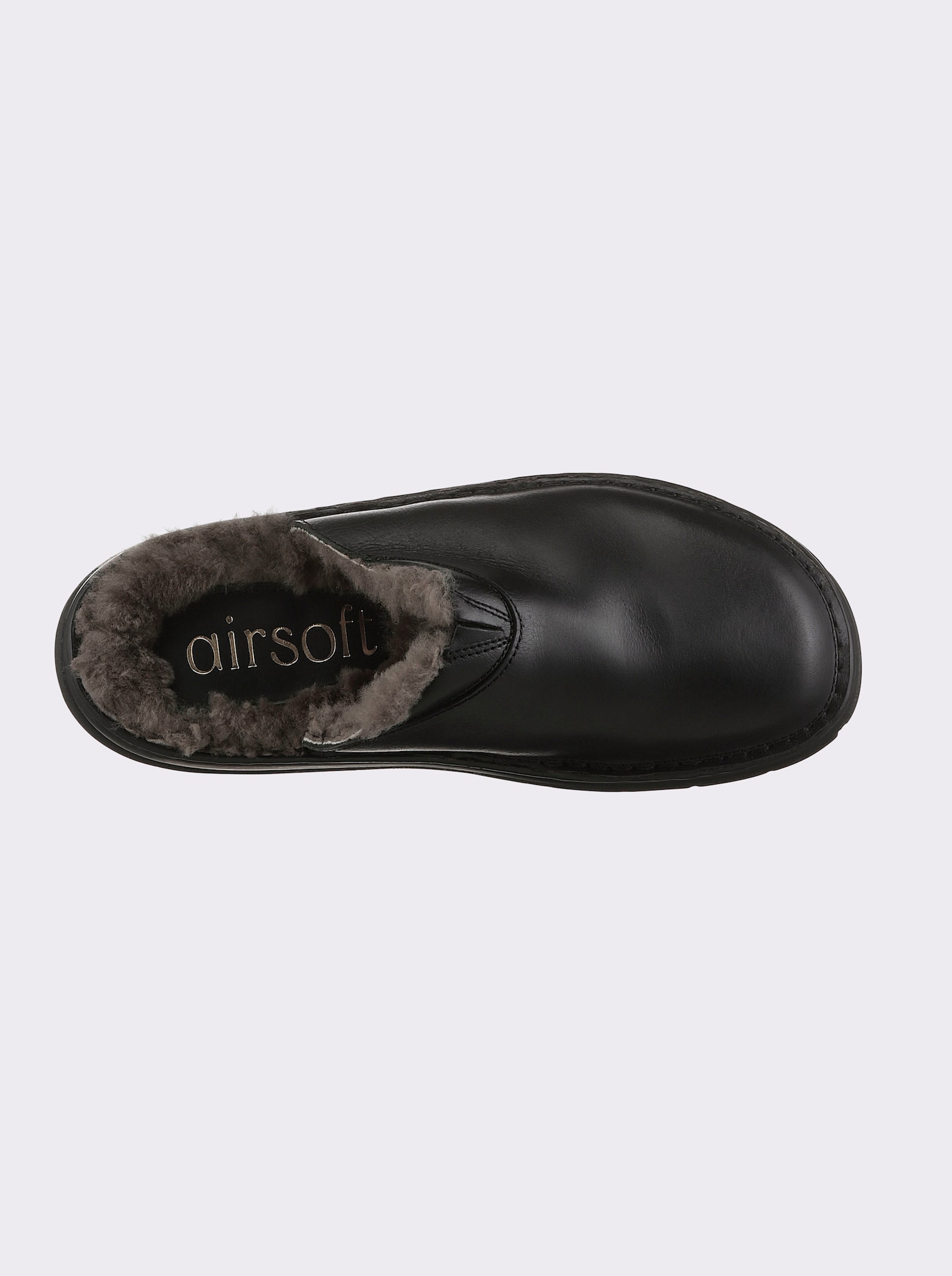 airsoft modern+ Pantoffel mit Lammfell-Futter - schwarz