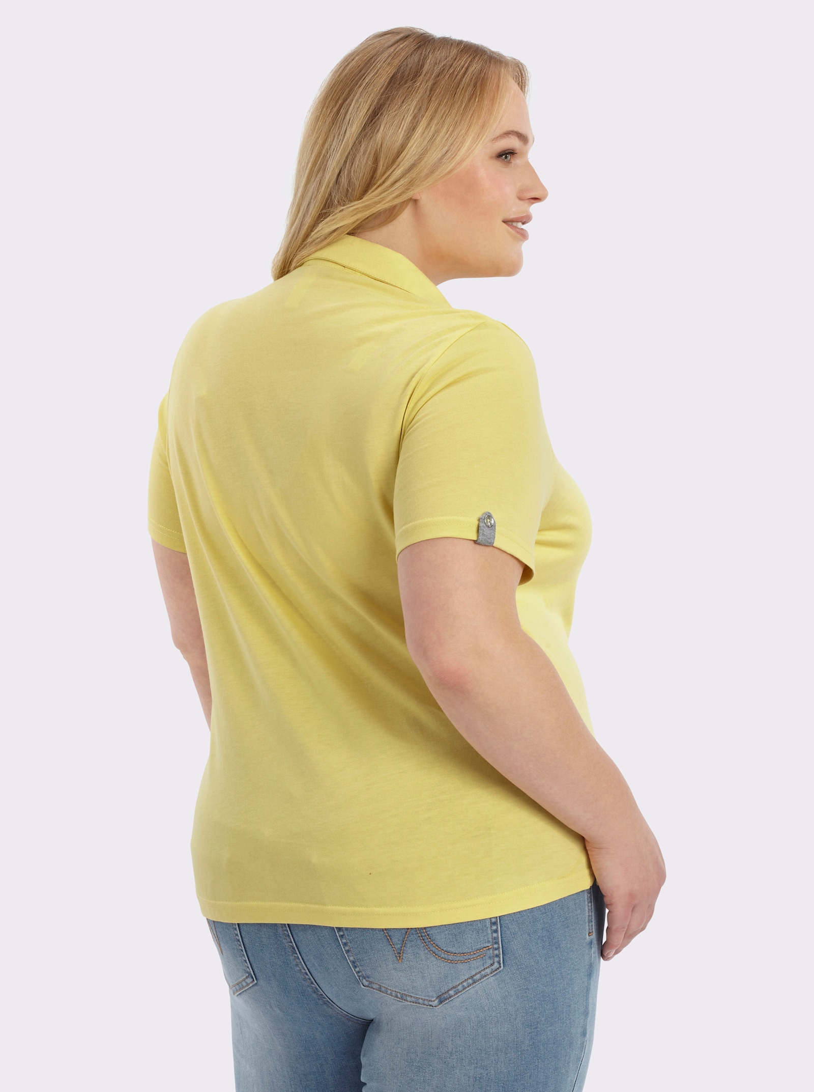 Poloshirt mit Zierriegel - zitrone